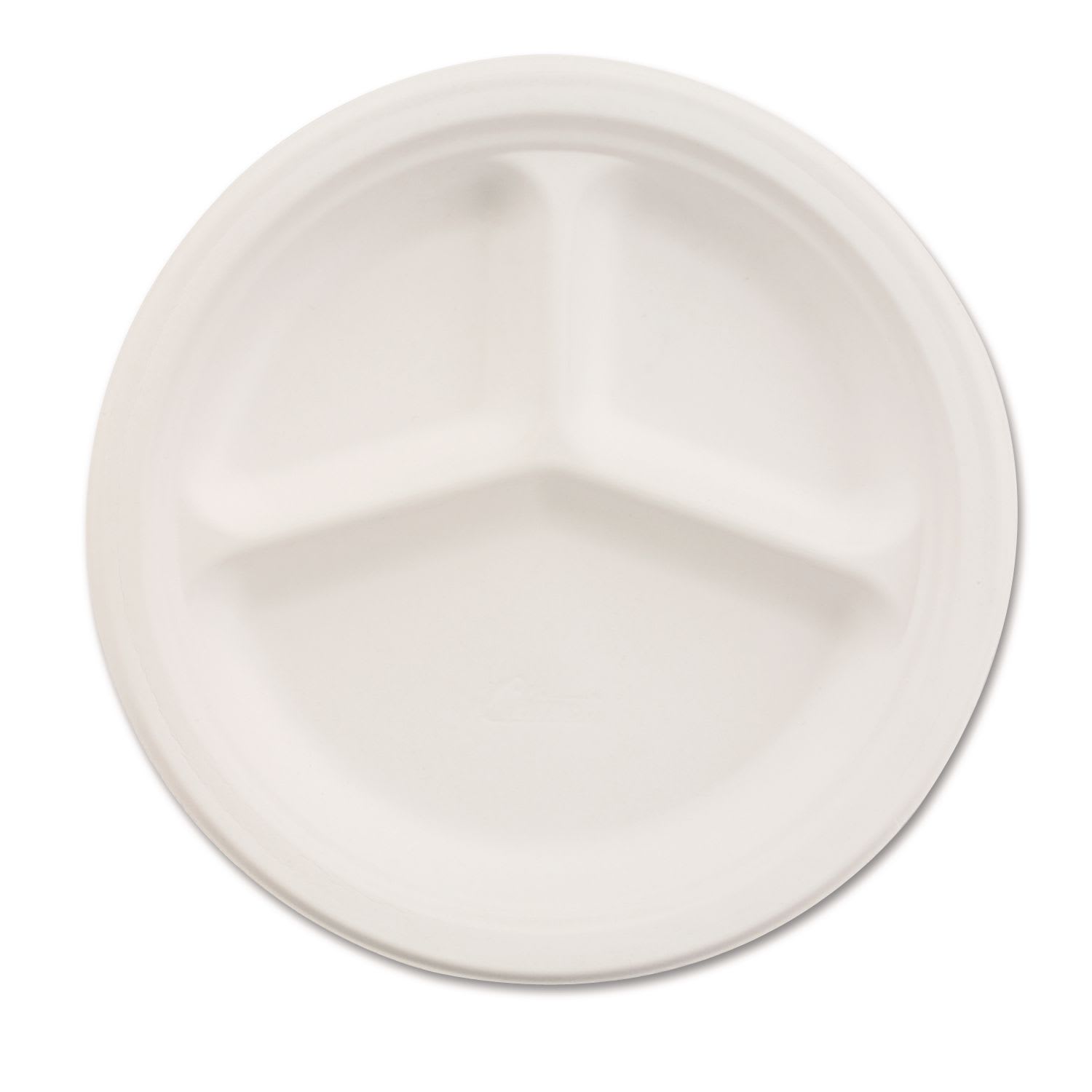 Chinet HUH21228 Paper Dinnerware, 3-Compartment Plate, 9.25" Dia, White, 500/carton