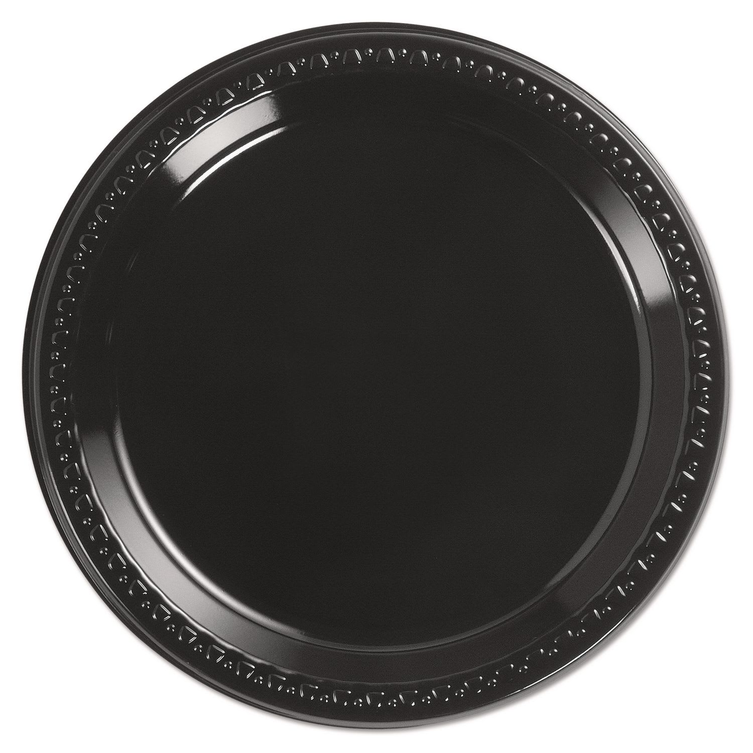 Chinet HUH81409 Heavyweight Plastic Plates, 9" Dia, Black, 125/pack, 4 Packs/carton