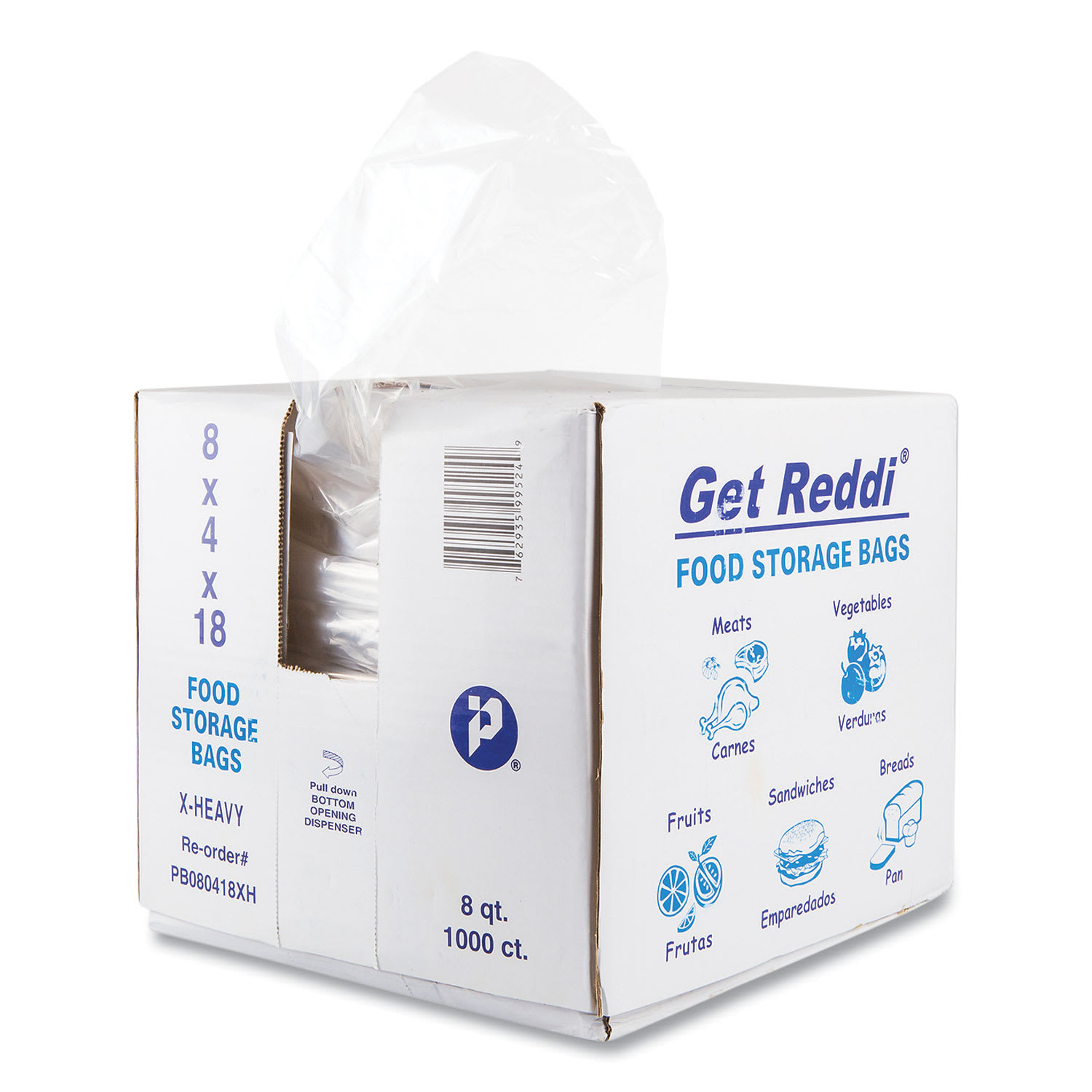 Inteplast Group IBSPB080418XH Food and Utility Bags, 2 gal, 8" x 4" x 18", Clear, 1,000/Carton