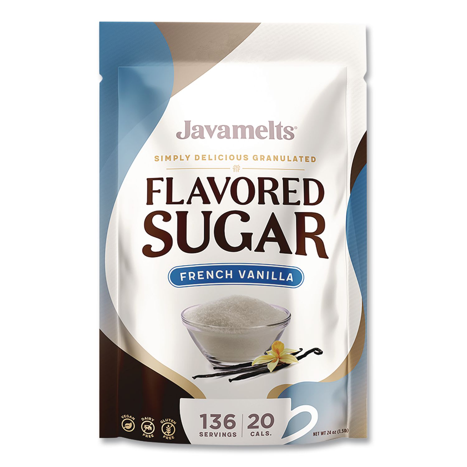 Javamelts JVMJMT55382 Flavored Sugar, French Vanilla, 1.5 lb Bag