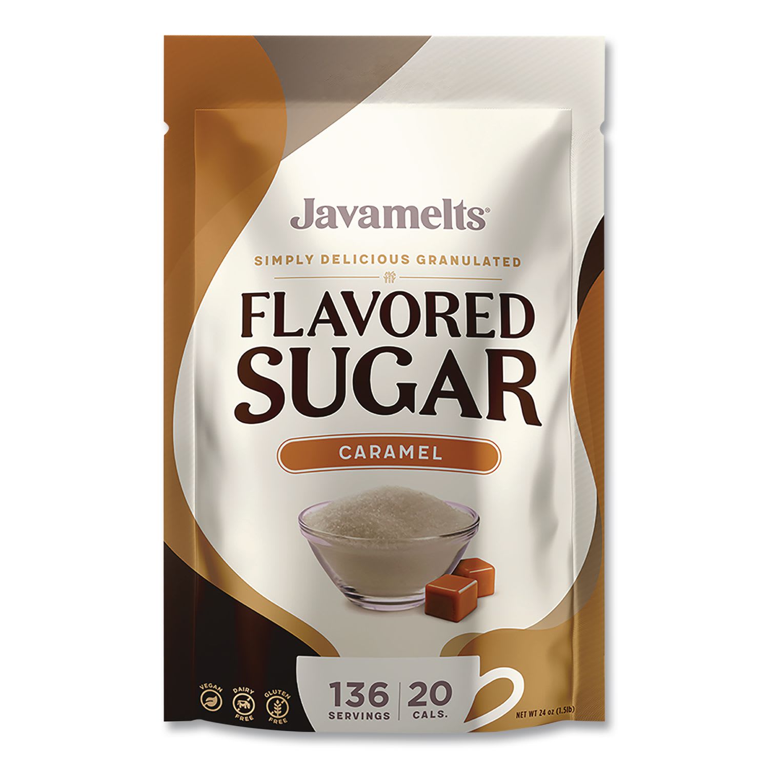 Javamelts JVMJMT55383 Flavored Sugar, Caramel, 1.5 lb Bag