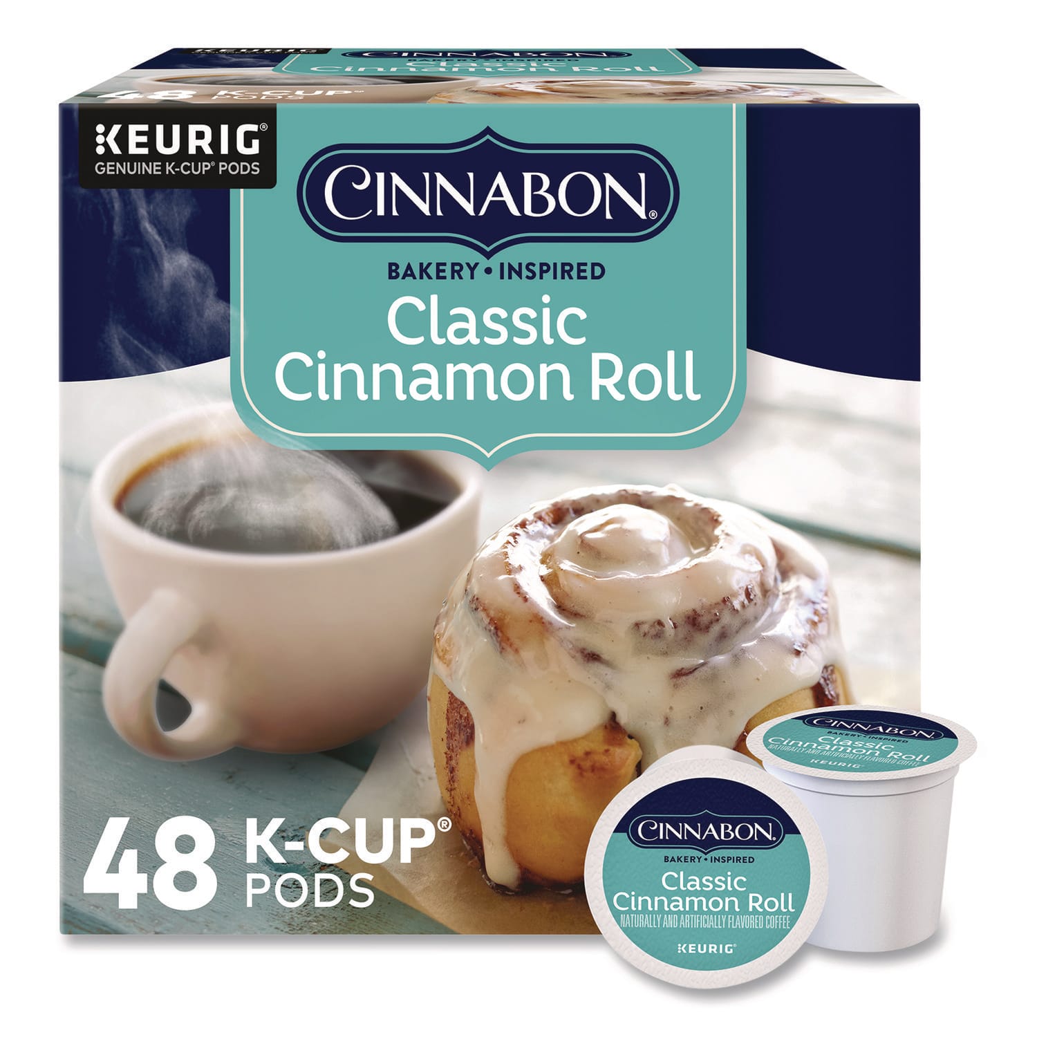 Cinnabon KEU24297522 Classic Cinnamon Roll Coffee K-Cups, 0.33 oz, 48/Box