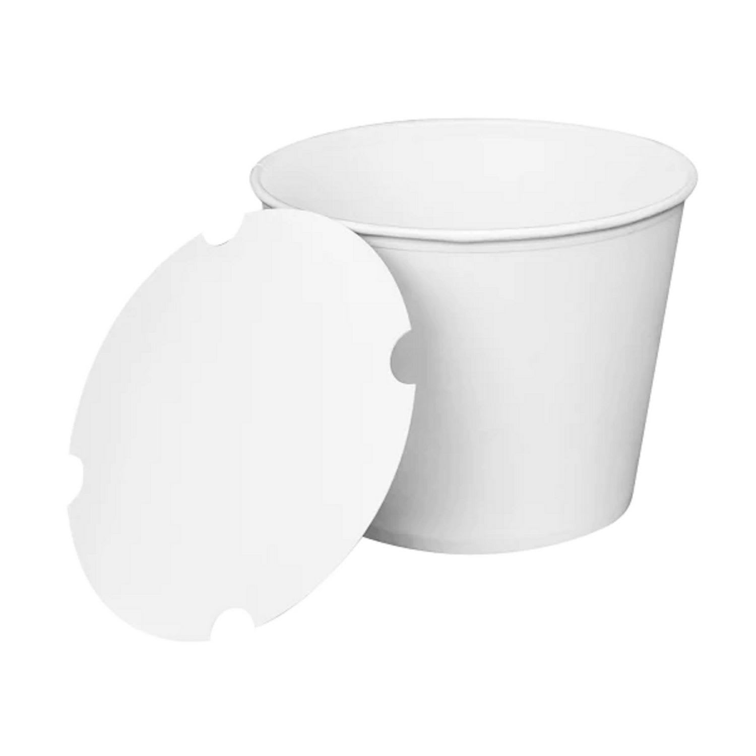Karat KRTCFB130WBNDLE Food Bucket with Lid, 130 oz, 8.46" Diameter x 6.6" h, White, Paper, 150/Carton