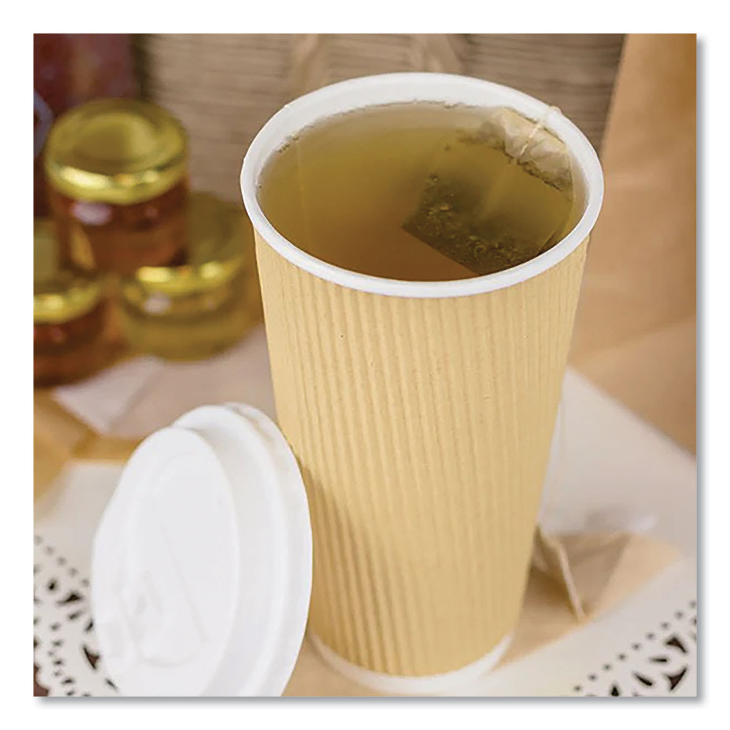 Karat KRTCKRC520 Ripple Hot Cups, 20 oz, Paper, Kraft/White, 500/Carton