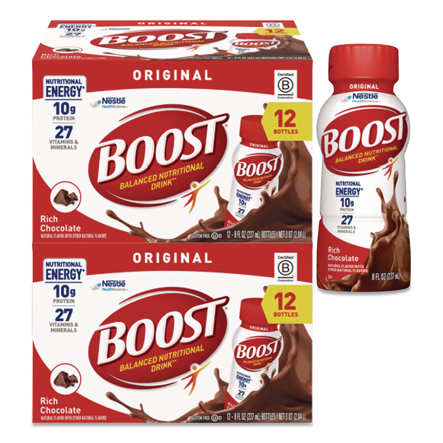 Boost NESZHC48120 Original Nutritional Drink, Rich Chocolate, 8 oz Bottle, 24/Carton