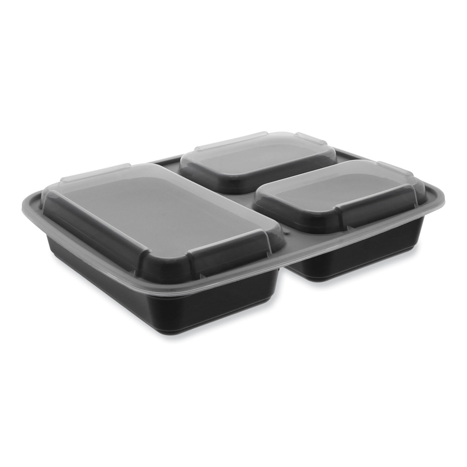 Pactiv Evergreen PCTNC333B Newspring DELItainer Microwavable Container, 32 oz, 7.57 x 9.9 x 2.1, Black/Clear, Plastic, 150/Carton