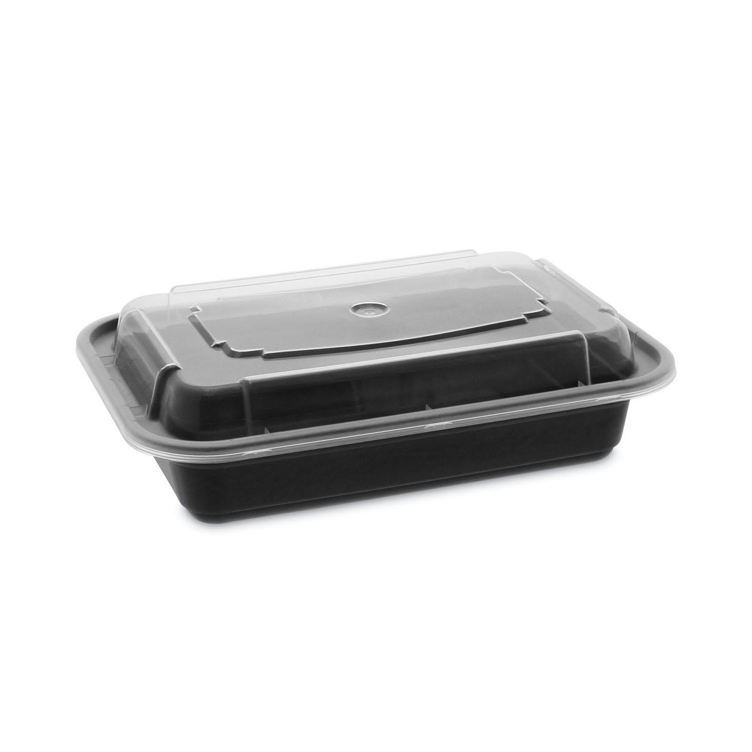 Pactiv Evergreen PCTNC8168B Newspring VERSAtainer Microwavable Containers, 16 oz, 7.4 x 5 x 2.2, Black/Clear, Plastic, 150/Carton