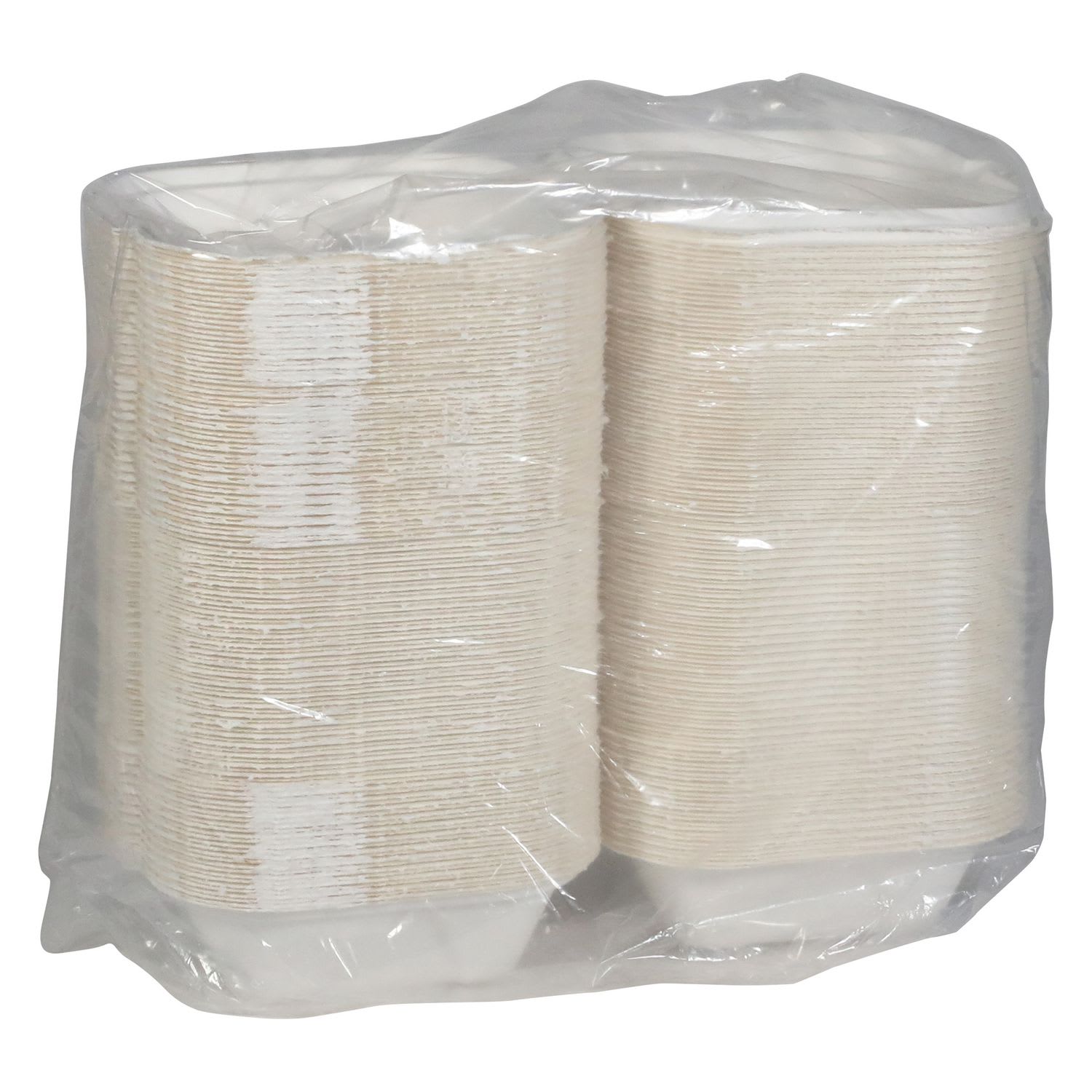 Pactiv Evergreen PCTYMCH0080PFFR EarthChoice PFAS Free Compostable Hinged Lid Container, 6 x 6 x 3, Natural, Sugarcane, 500/Carton