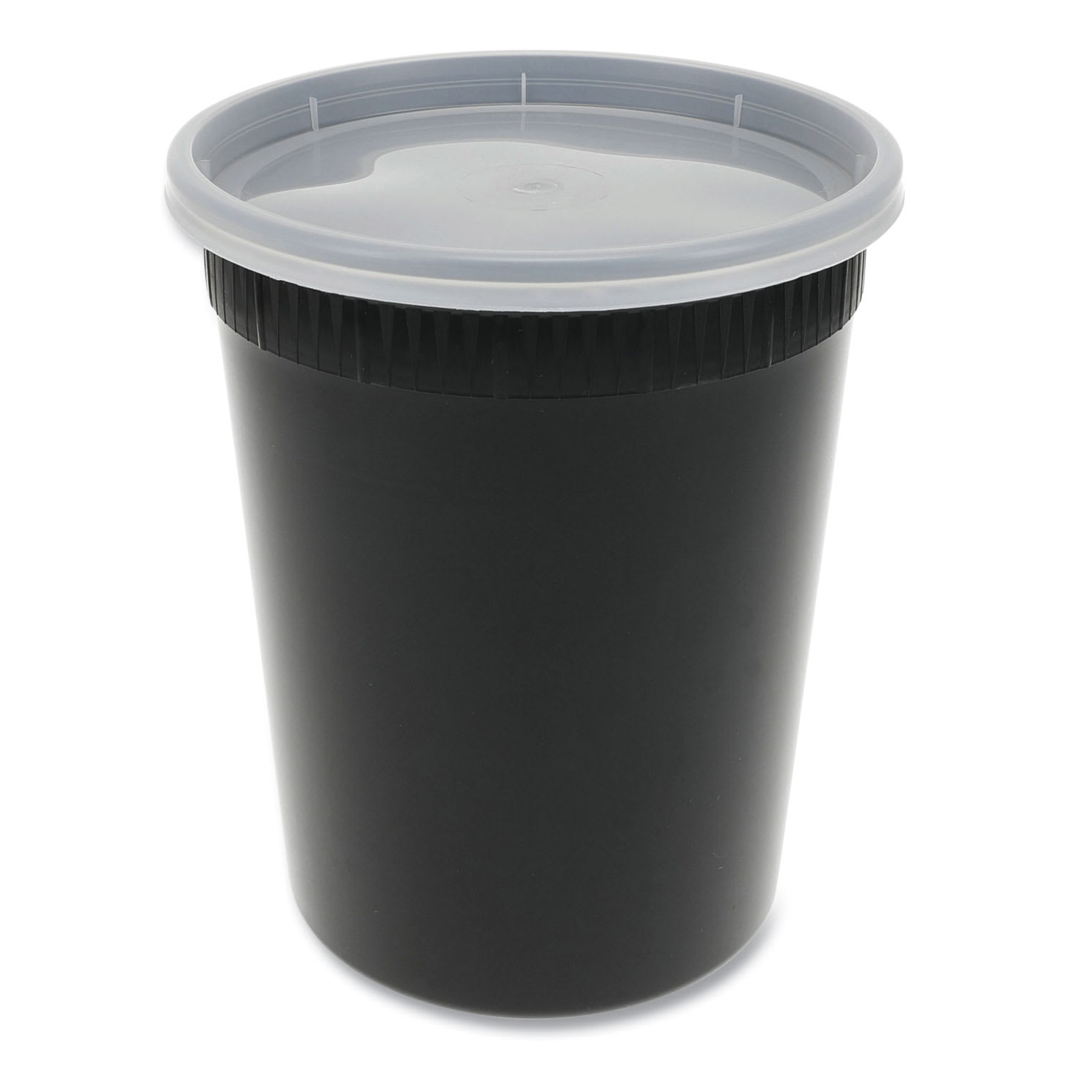 Pactiv Evergreen PCTYSD2532B Newspring DELItainer Microwavable Container, 32 oz, 4.55 x 4.55 x 5.55, Black/Clear, Plastic, 240/Carton