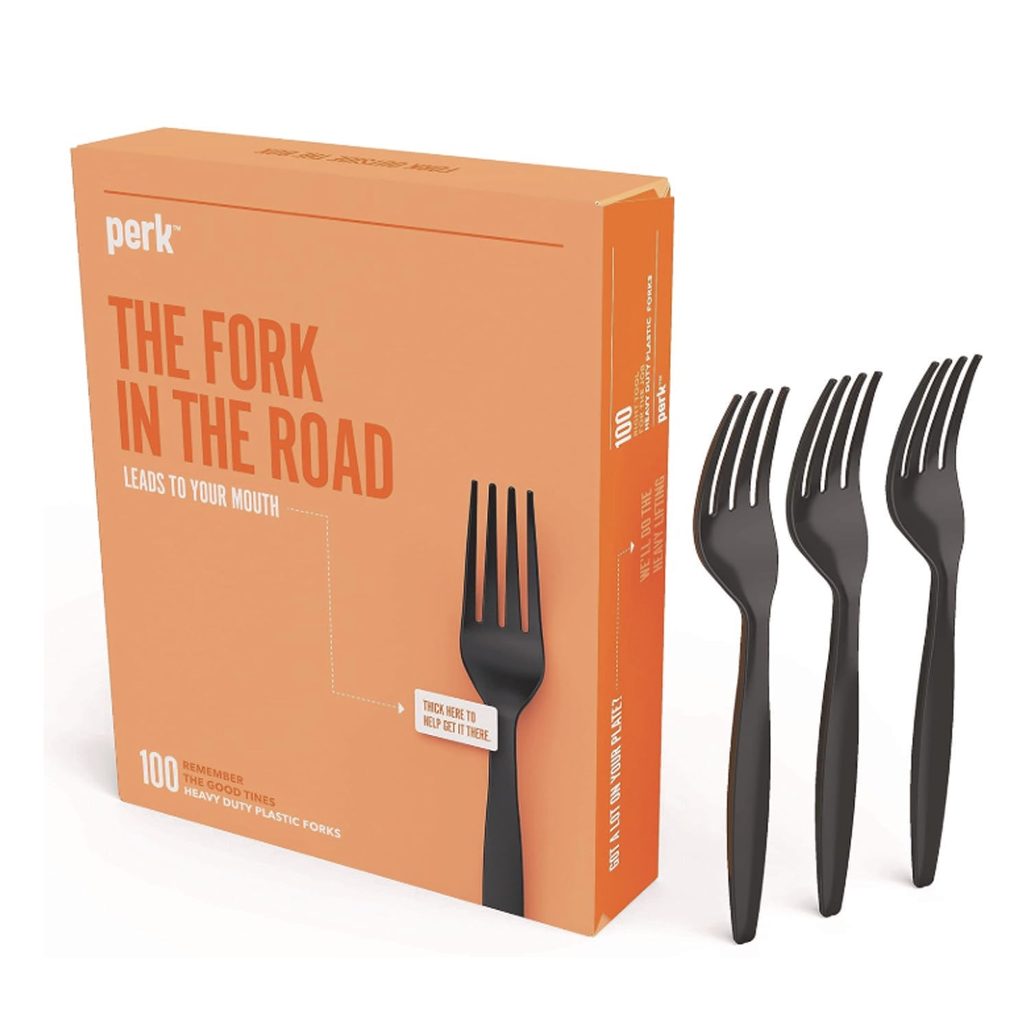 Perk PRK24390990 Heavyweight Plastic Cutlery, Fork, Black, 100/pack