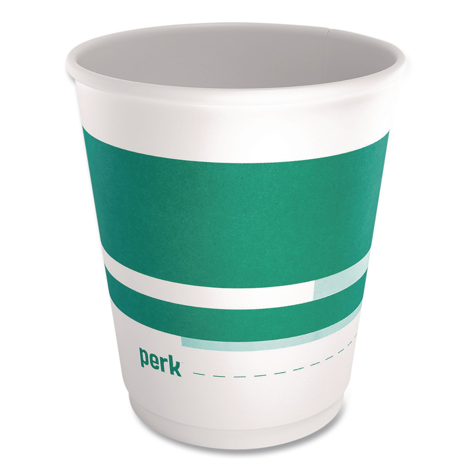 Perk PRKPK60910CT Insulated Paper Hot Cups, 10 oz, White/Teal, 480/Carton