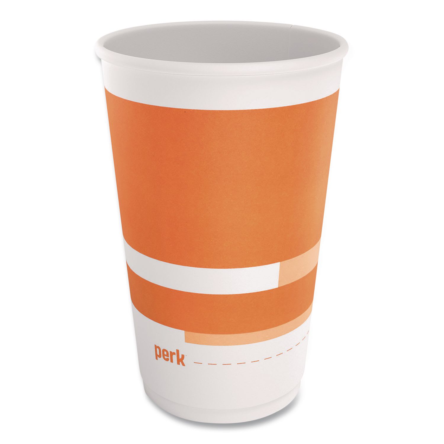 Perk PRKPK60912CT Insulated Paper Hot Cups, 16 oz, White/Orange, 360/Carton