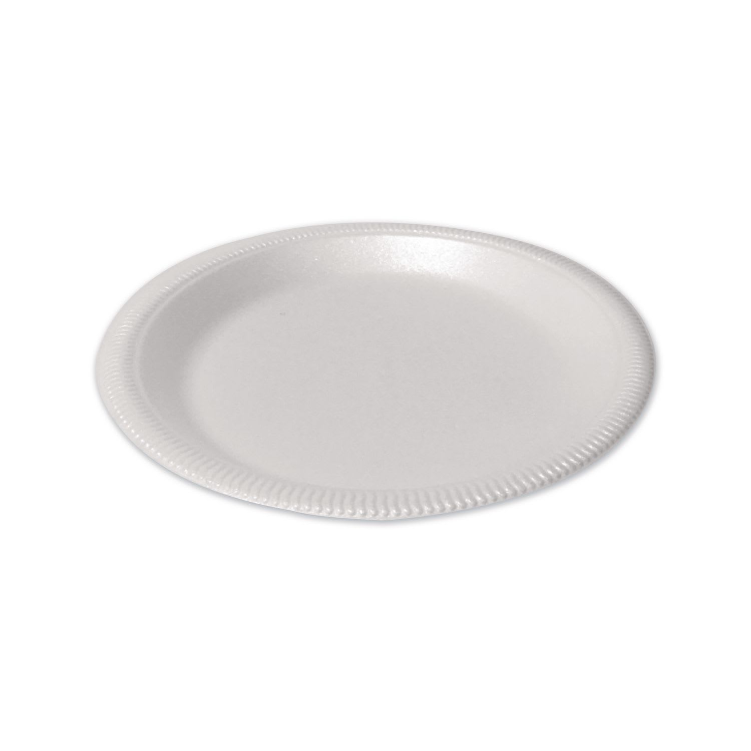 Plastifar PST12040 Foam Dinnerware, Plate, 9" dia, Poly Bag, White, 125/Sleeve, 4 Sleeves/Pack