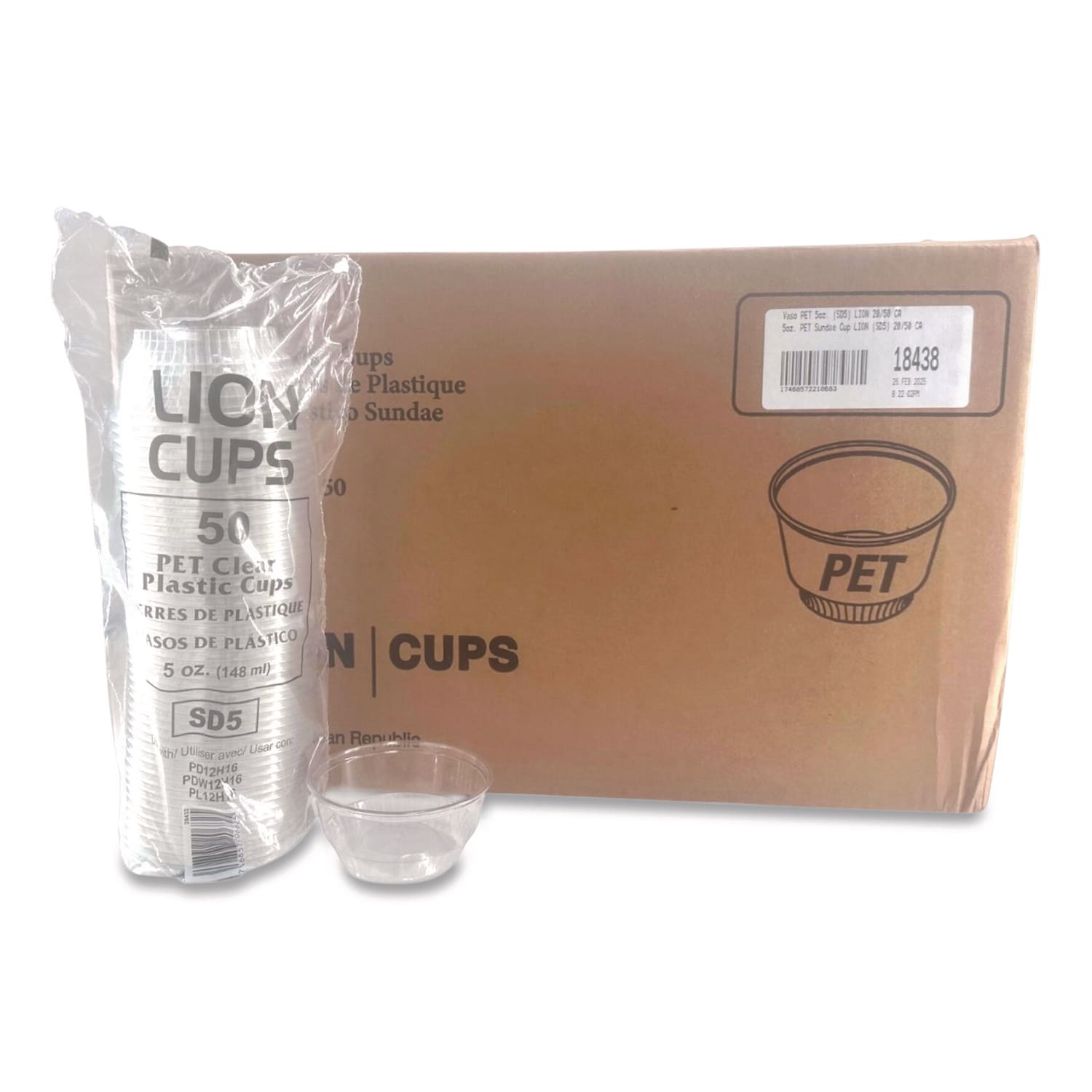 Plastifar PST18438 Plastic Cold Cups, Sundae, 5 oz, Clear, 1,000/Carton