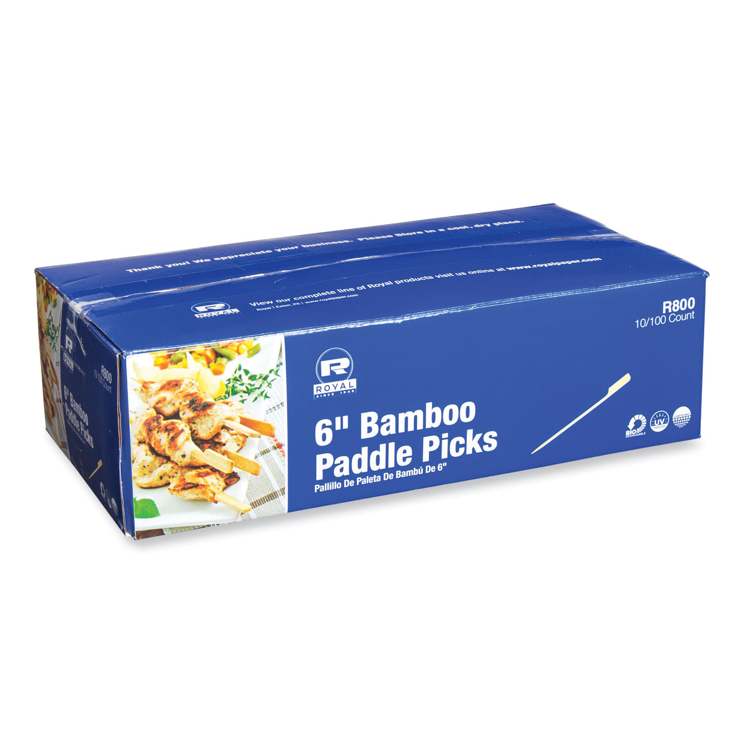 AmerCareRoyal RPPR800 Bamboo Paddle Picks, 6", Natural, 1,000/Carton