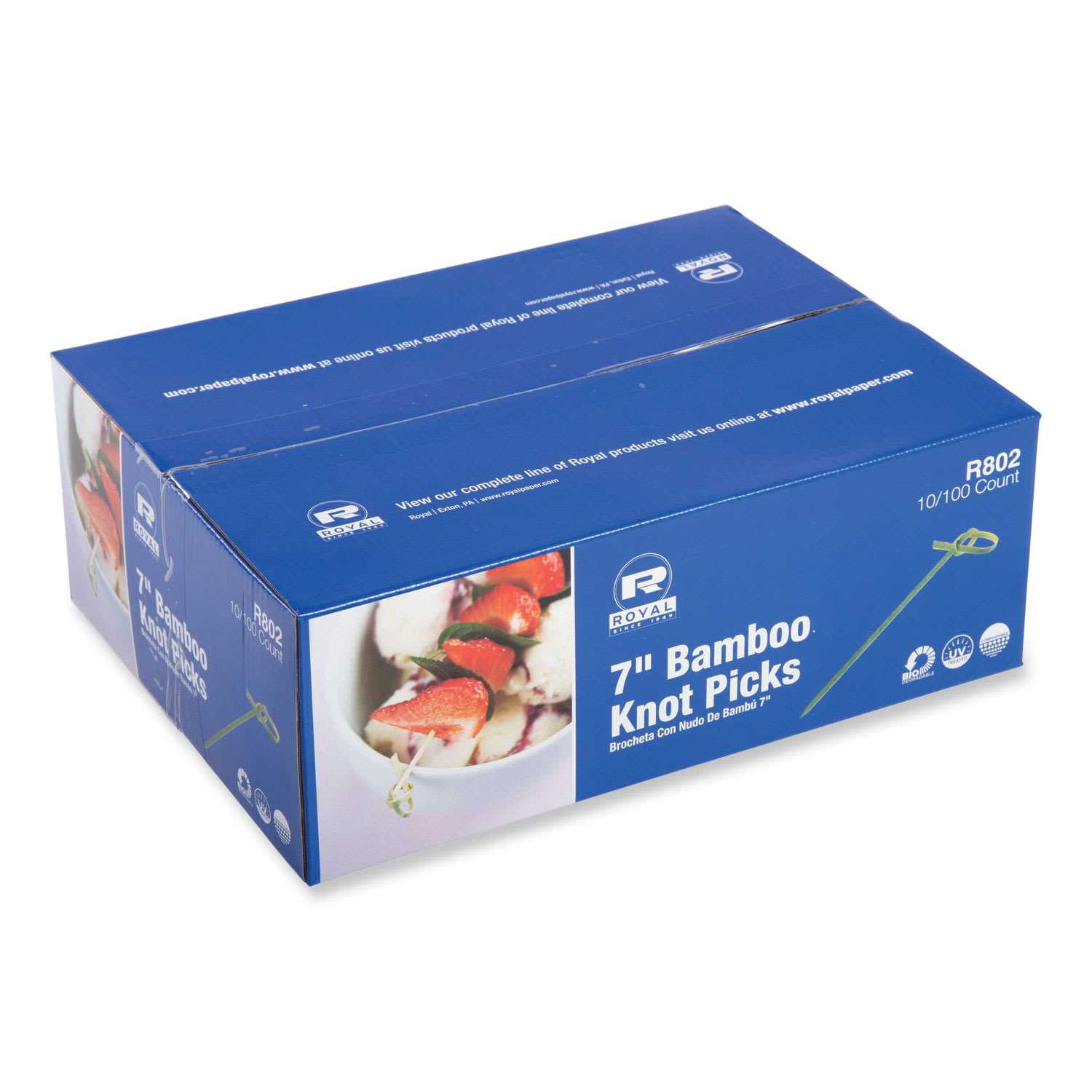 AmerCareRoyal RPPR802 Knotted Bamboo Pick, Paper, 7", Natural, 100/Box, 10 Boxes/Carton