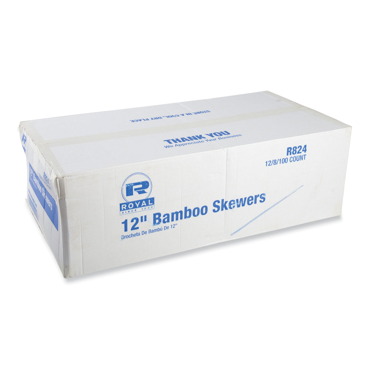 AmerCareRoyal RPPR824 Bamboo Skewers, Paper, 12", Natural, 9,600/Carton