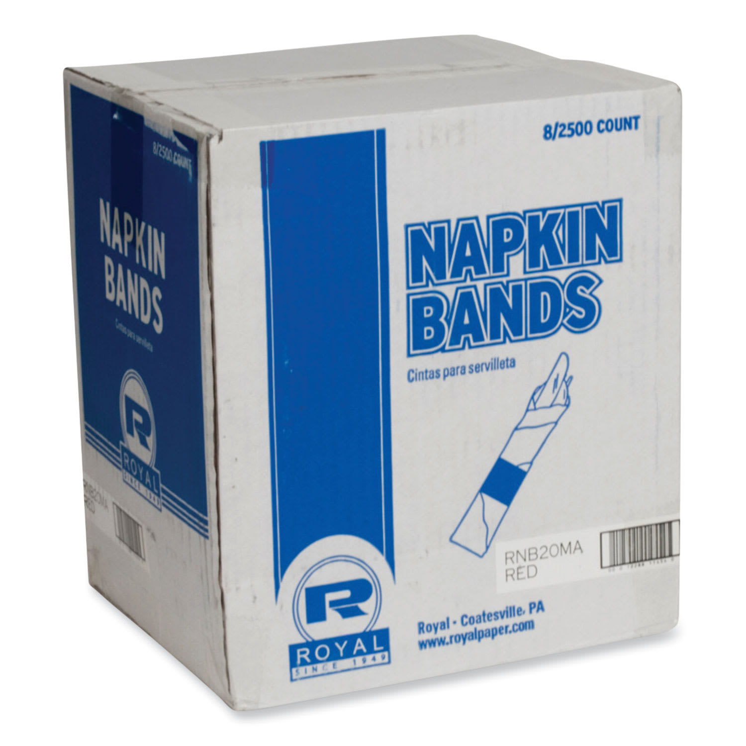 AmerCareRoyal RPPRNB20MA Napkin Bands, Red, 1.5", 2,500/Pack, 8 Packs/Carton