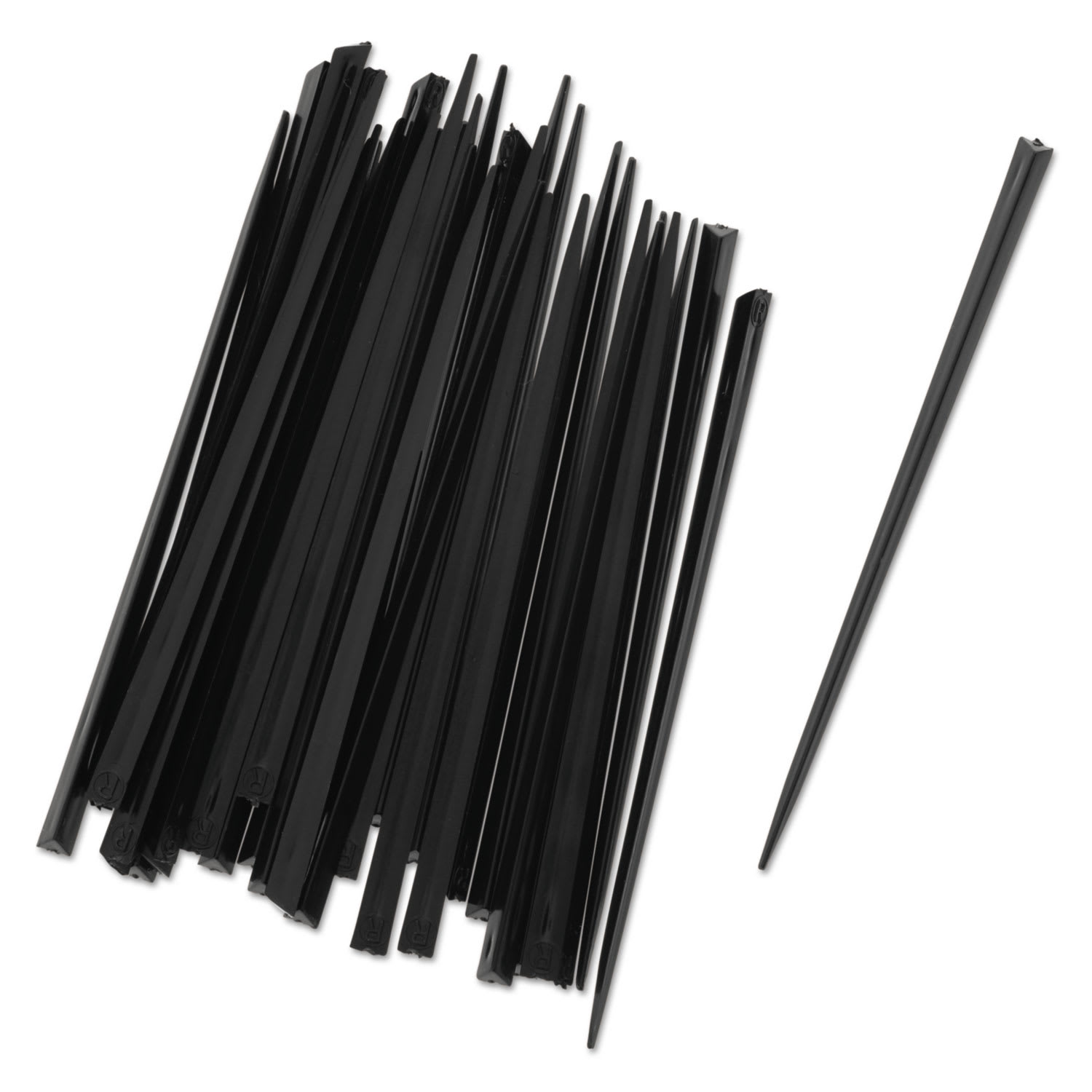 AmerCareRoyal RPPRP1494BK Prism Picks, Plastic, 4", Black, 500/Box, 5 Boxes/Carton