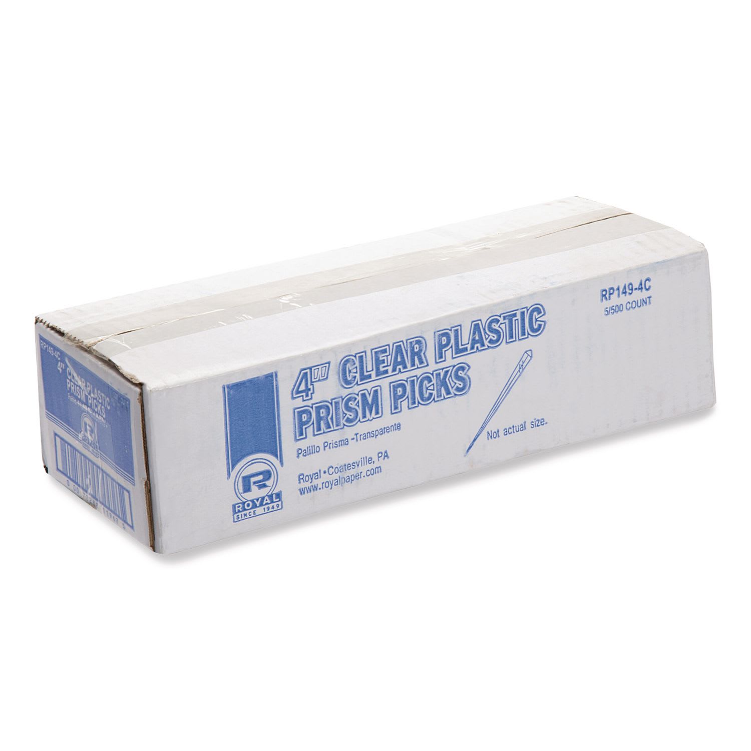 AmerCareRoyal RPPRP1494C Prism Picks, Plastic, 4", Clear, 500/Box, 5 Boxes/Carton