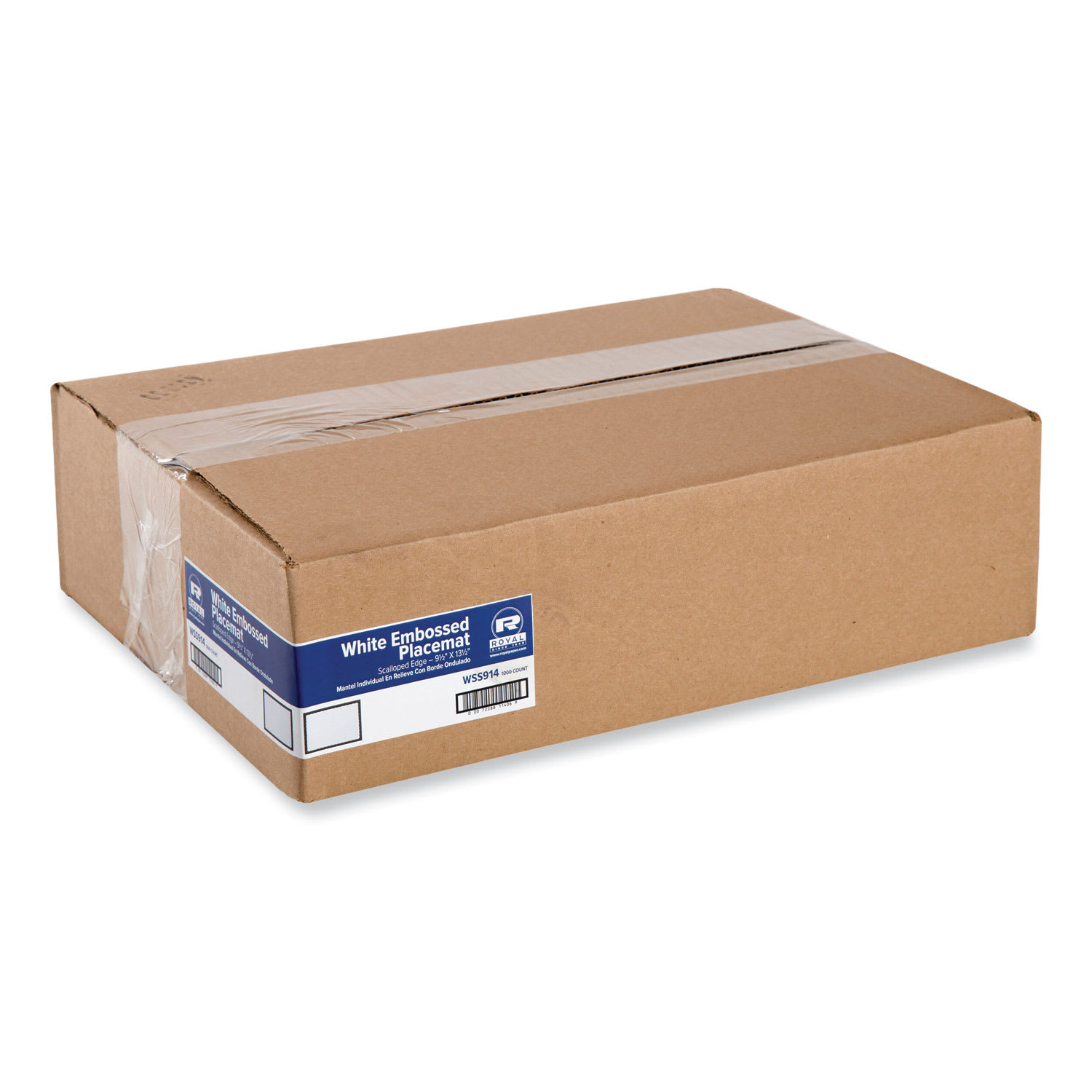 AmerCareRoyal RPPWSS914 Placemats, Embossed Surface, Scalloped Edges, 13.5" x 9.5", White, 1,000/Carton