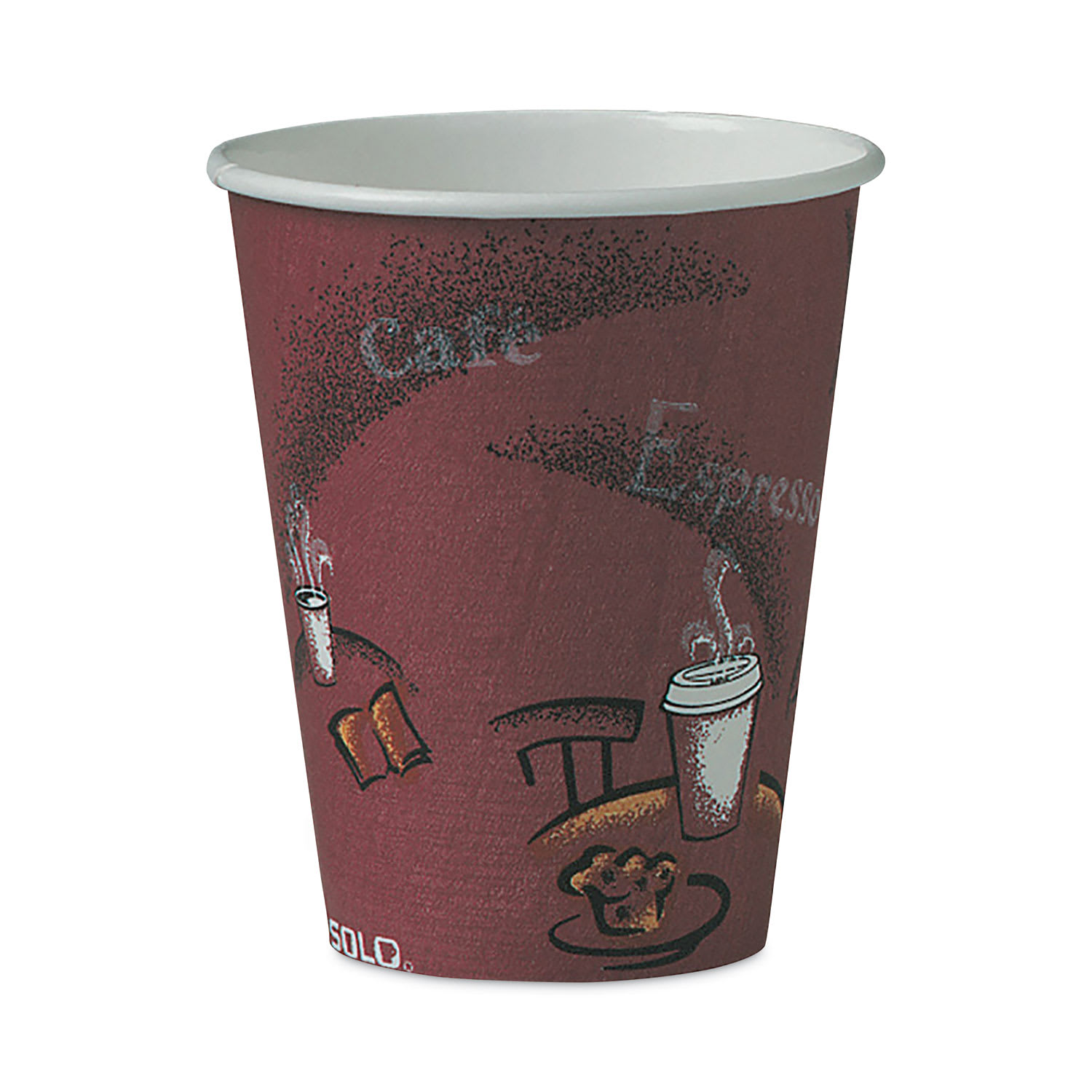 SOLO SCC378SIPK Paper Hot Drink Cups in Bistro Design, 8 oz, Maroon, 50/Pack