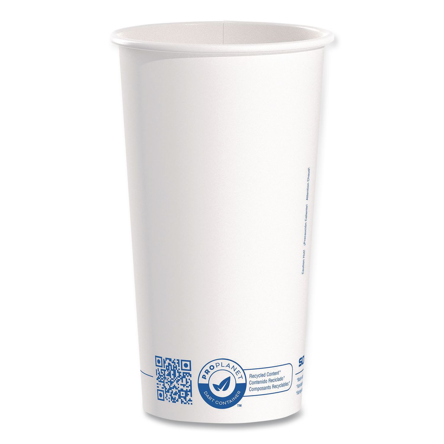 SOLO SCC420RCPLANET Recycled Content PCF Paper Hot Cups, ProPlanet Seal, 20 oz, White/Blue, 600/Carton