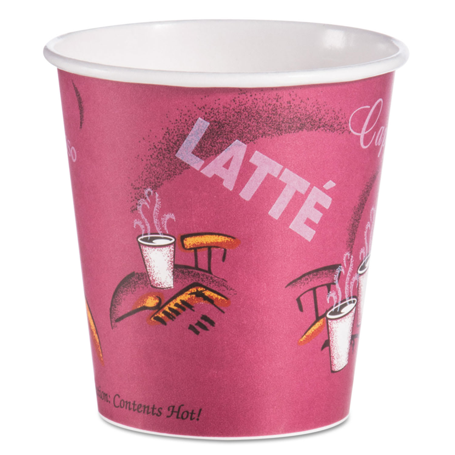 SOLO SCC510SI Paper Hot Drink Cups in Bistro Design, 3.54" Diameter x 3.61" h, 10 oz, Maroon, 1,000/Carton
