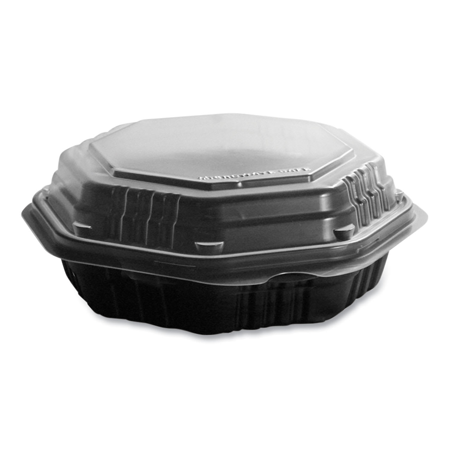 SOLO SCC806012PP94 OctaView Hinged-Lid Hot Food Containers, 6.3 x 1.2 x 1.2, Black/Clear, Plastic, 200/Carton