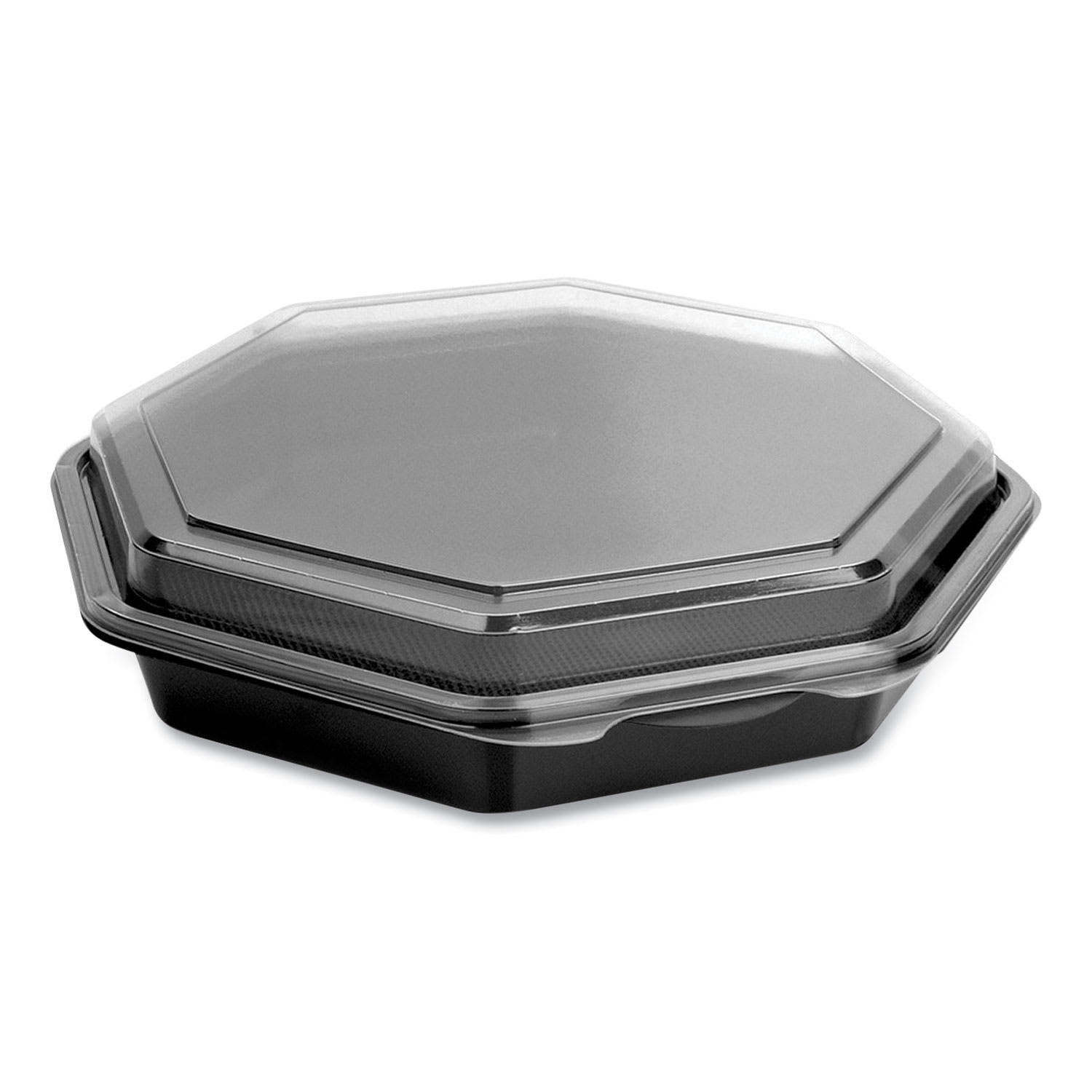 SOLO SCC864057AP94 OctaView Hinged-Lid Cold Food Containers, 9.2 x 9.6 x 2, Black/Clear, Plastic, 100/Carton
