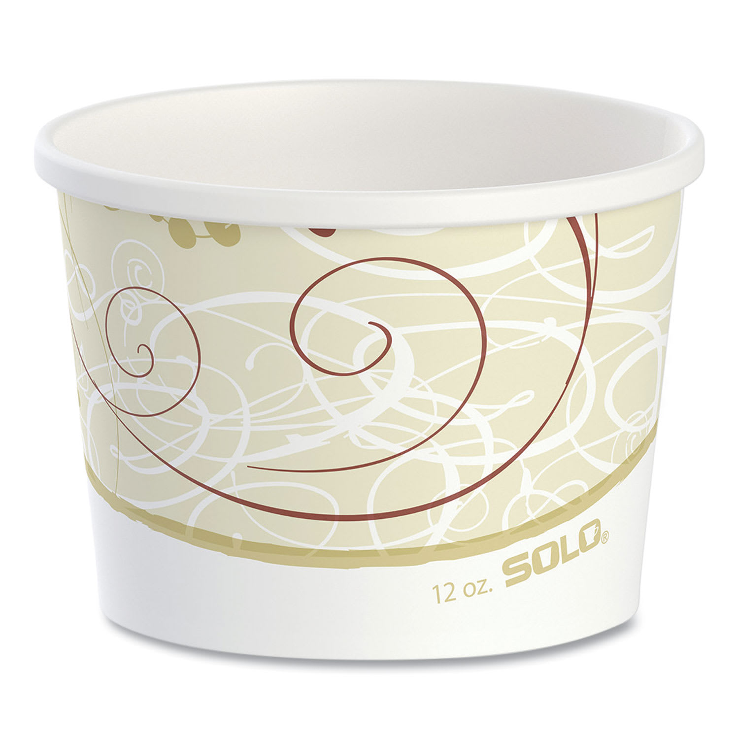SOLO SCCHS4125SYM Double Poly Paper Food Containers, 12 oz, 3.6" Diameter x 3.3" h, Symphony Design, 25/Pack, 20 Packs/Carton