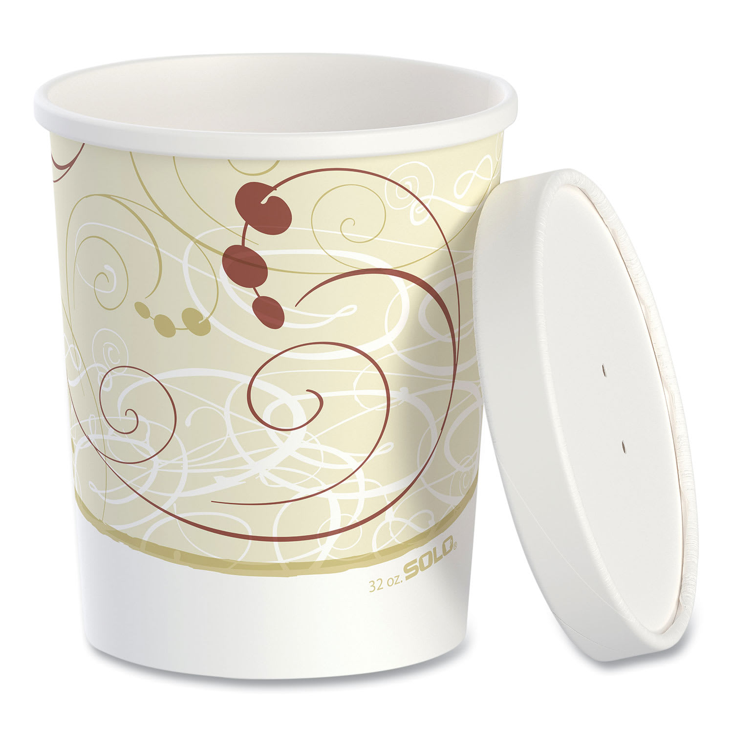 SOLO SCCKHB32ASYM Flexstyle Double Poly Food Combo Packs, 32 oz, Symphony, Paper, 25 Cups and 25 Lids/Pack, 10 Packs/Carton
