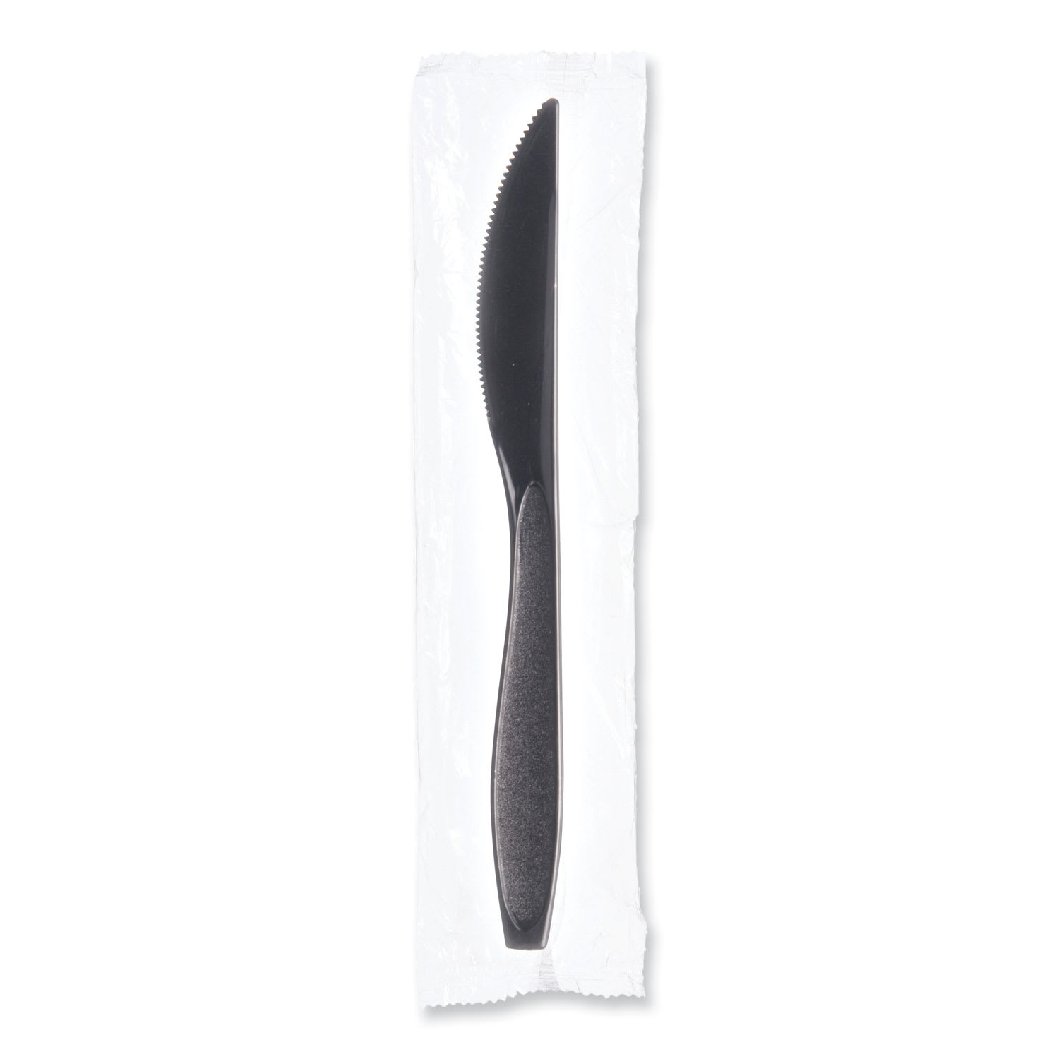 SOLO SCCRSK20004 Reliance Classic Plastic Cutlery, Individually Wrapped, Medium Heavyweight Knife, Black, 1,000/Carton