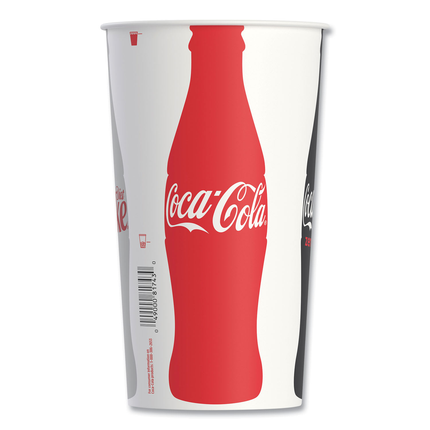 SOLO SCCTPH445105820 Double Sided Poly (DSP) Paper Cold Cups, 44 oz, Coca-Cola Design, 500/Carton