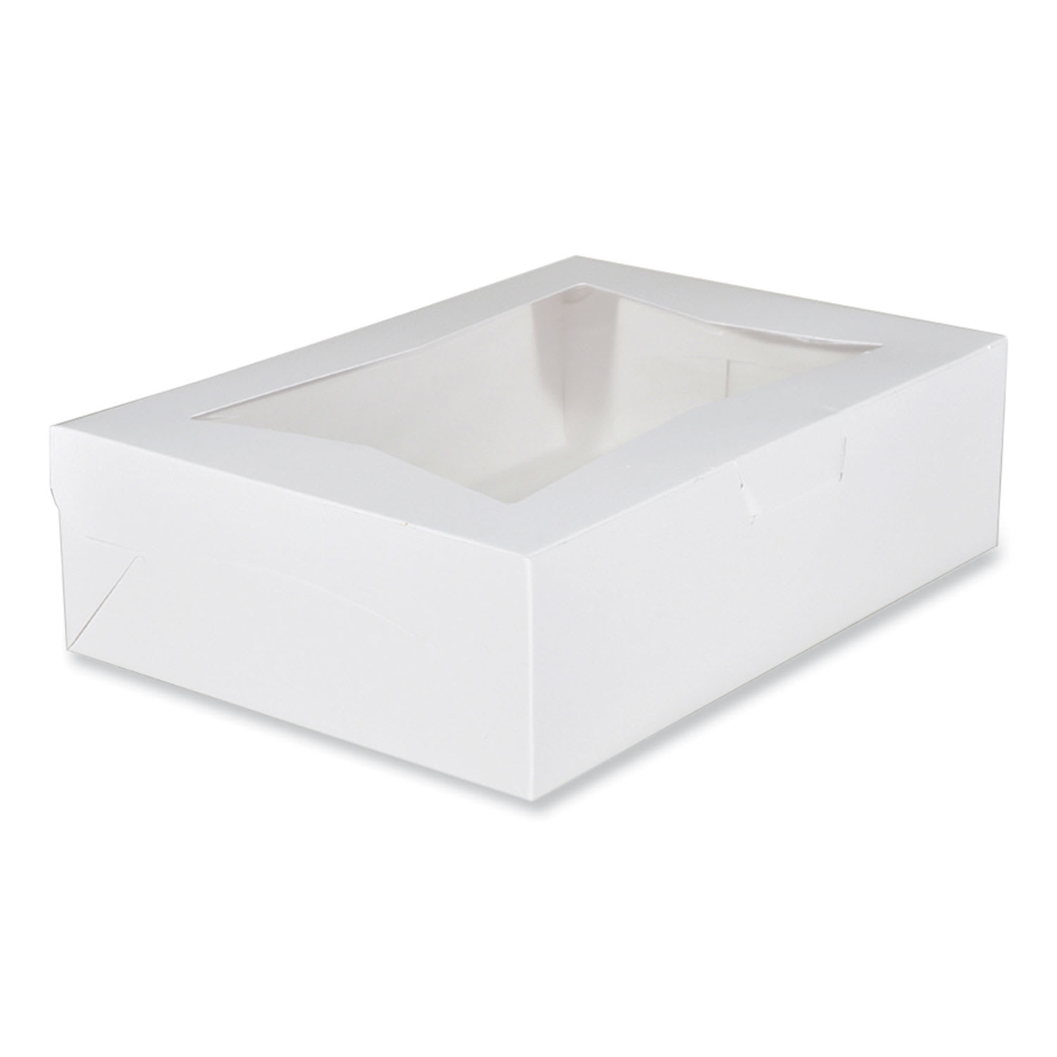 SCT SCH23093 White Window Bakery Boxes with Tuck-in Lid, 10 x 14 x 4, White, Paper, 100/Carton