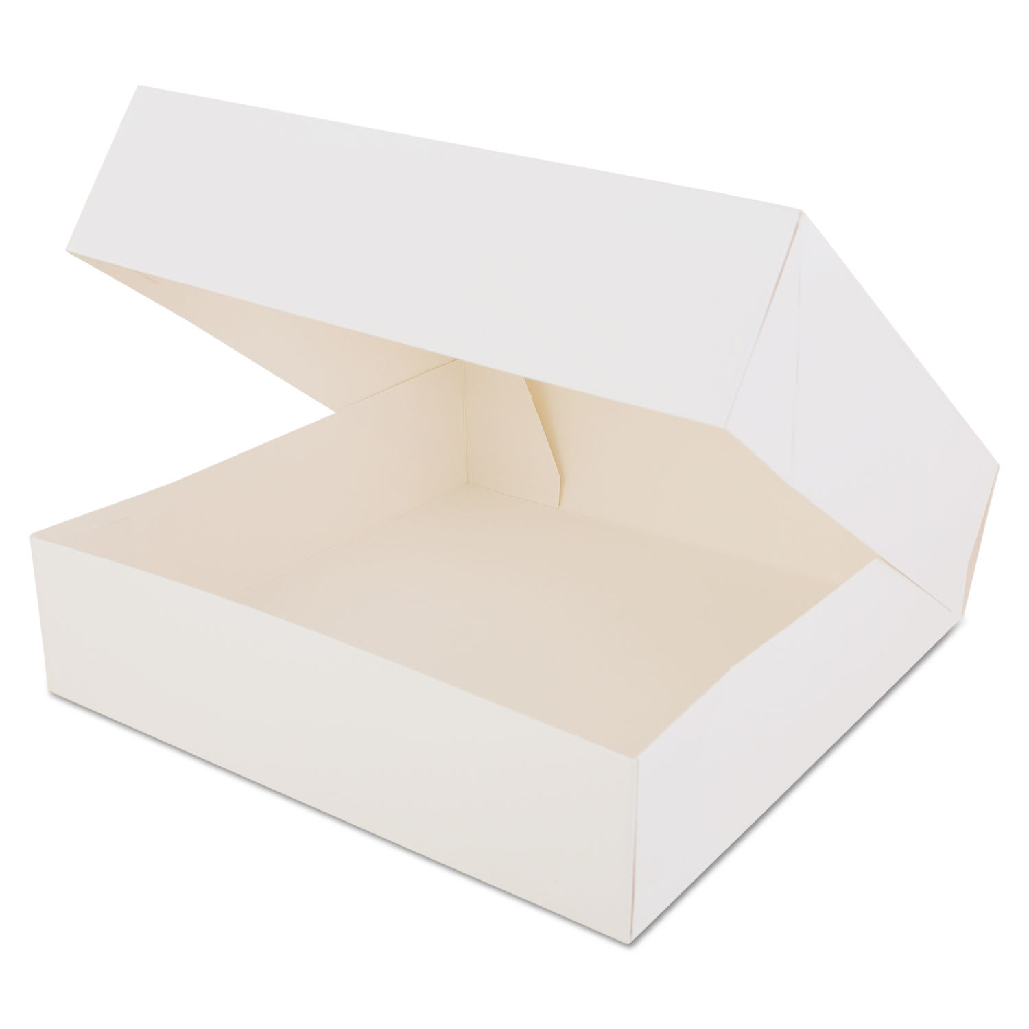 SCT SCH24233 White Window Bakery Boxes with Attached Flip Top, 4-Corner Beers Design, 10 x 10 x 2.5, White, Paper, 200/Carton
