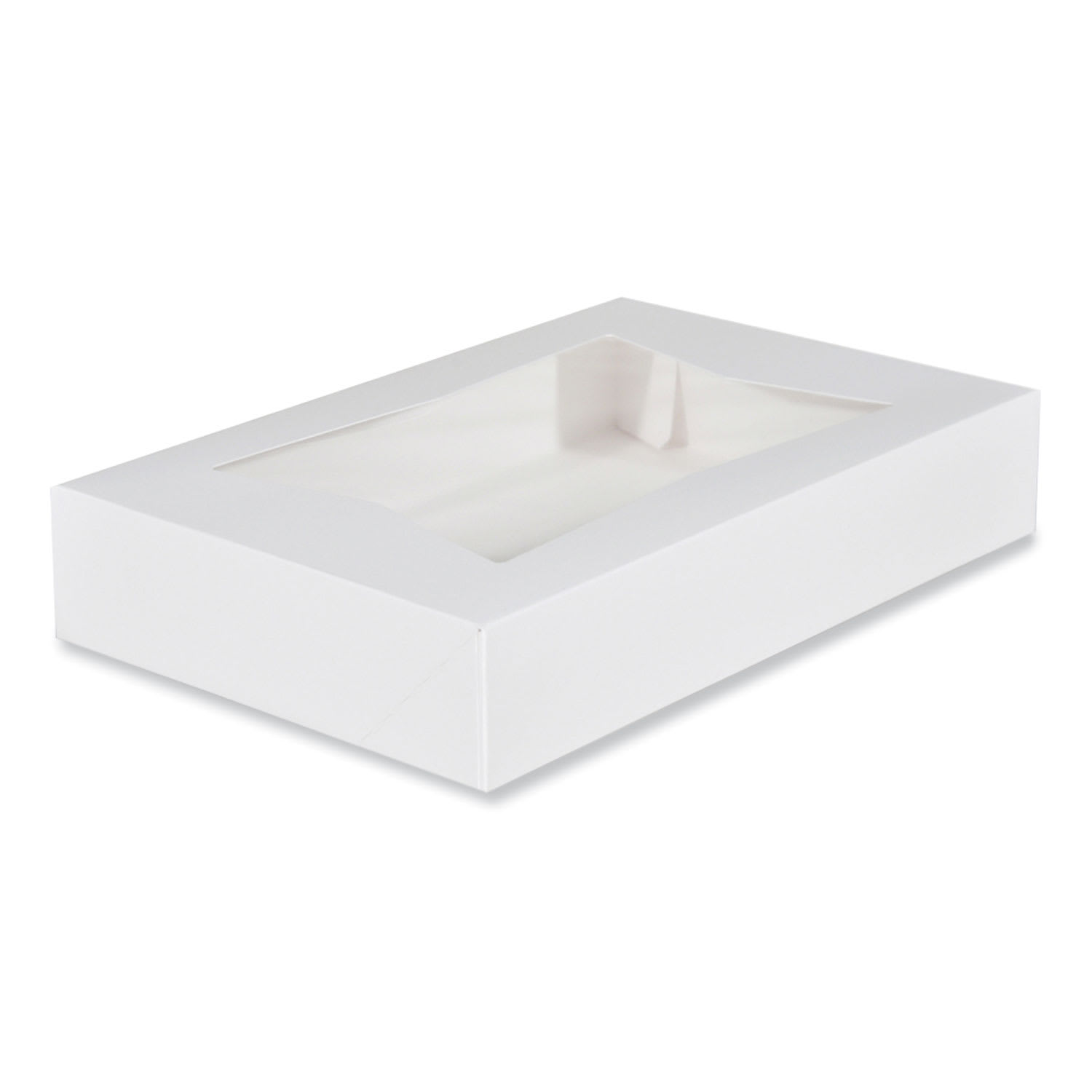 SCT SCH24343 White Window Bakery Boxes with Attached Flip Top, 6-Corner Beers Design, 12 x 8 x 2.25, White, Paper, 200/Carton