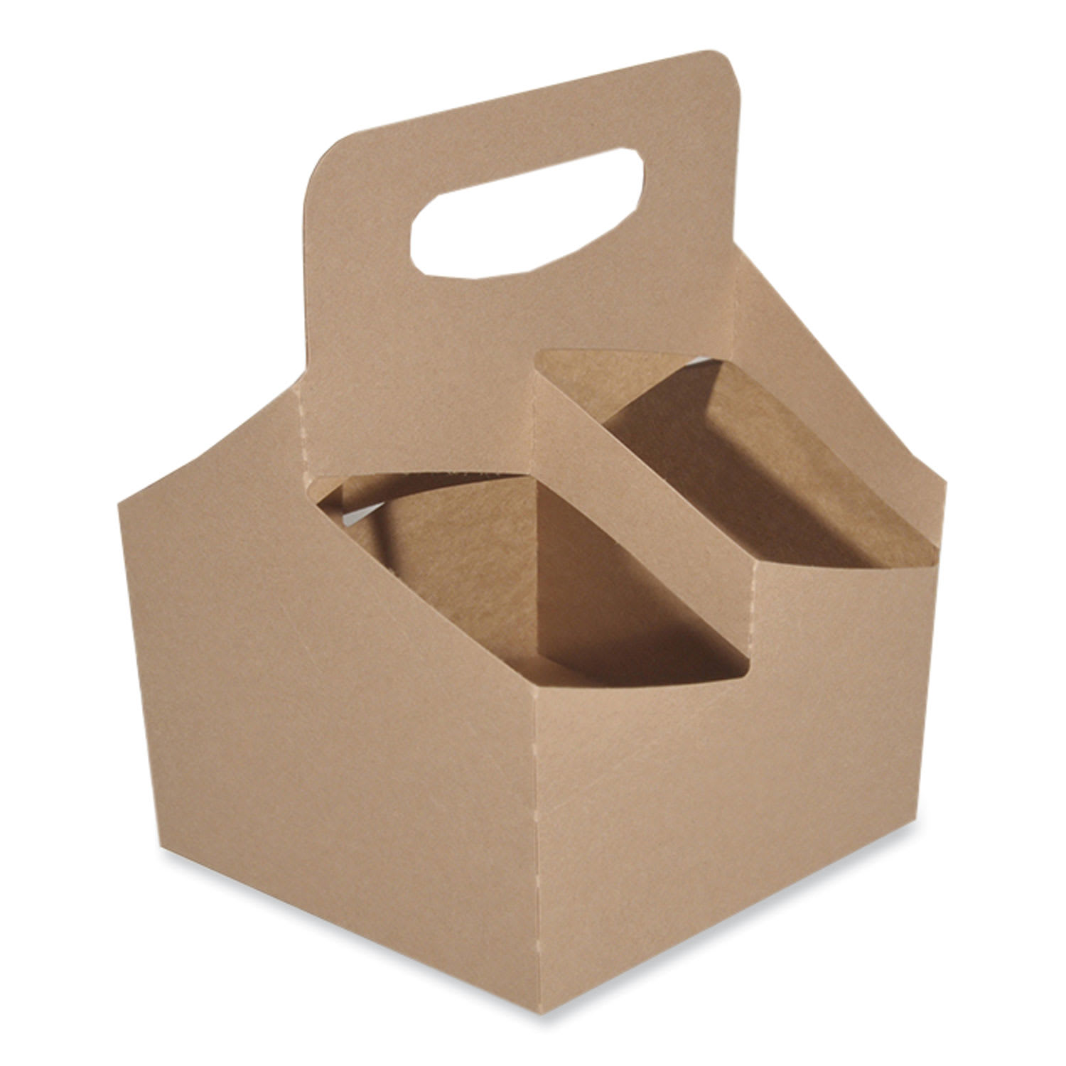 SCT SCH2797 4-Corner Pop-Up Food and Drink Tray, 4-Cup Drink Carrier, Up to 24 oz Beverages, 6.5 x 6.25 x 9, Brown, Paper, 250/Carton