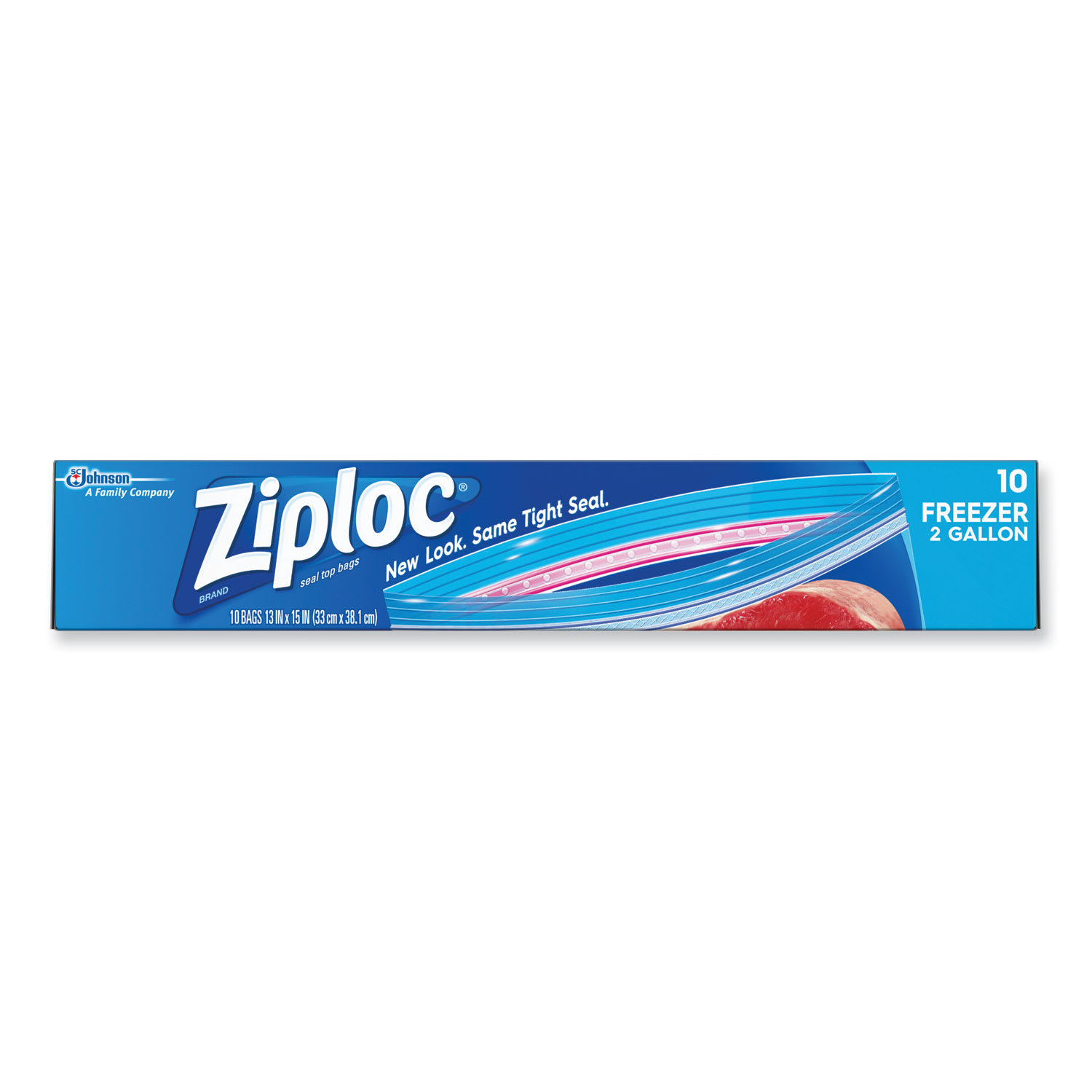 Ziploc SJN314446 Zipper Freezer Bags, 2 gal, 13" x 15", Clear, 10/Box