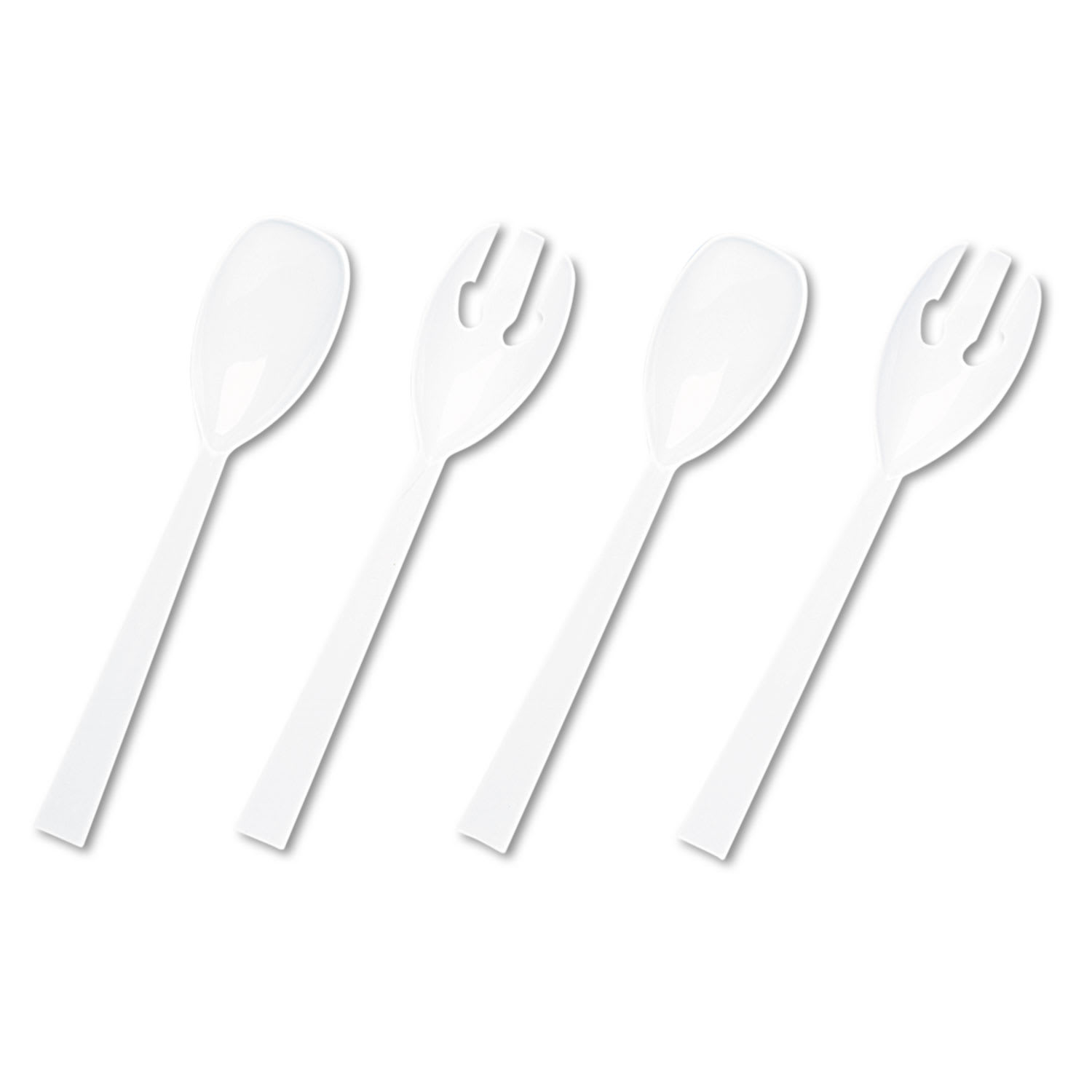 Tablemate TBLW95PK4 Table Set Plastic Serving Forks and Spoons, 9.5", White, 48/Pack