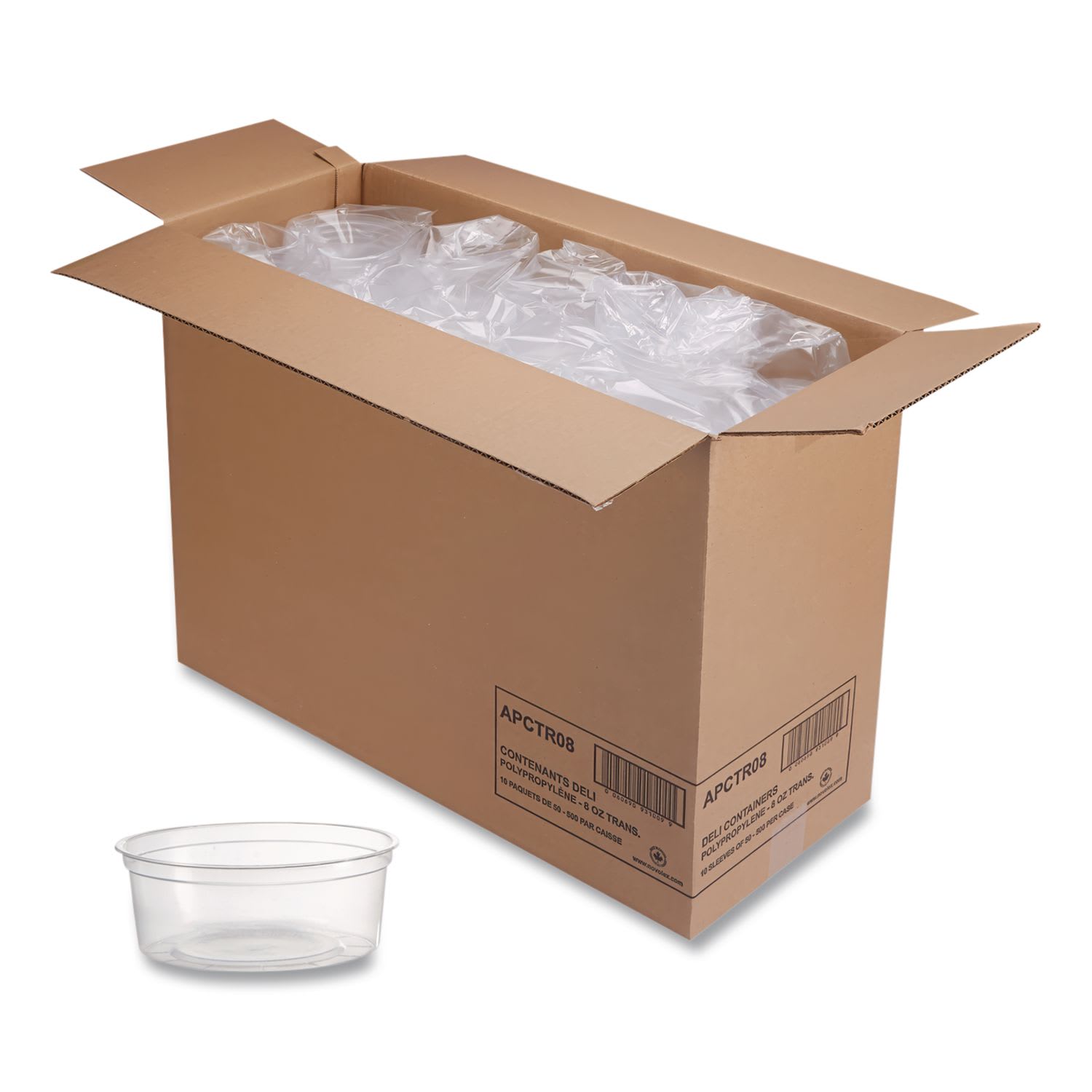 WNA WNAAPCTR08 Deli Containers, 8 oz, Clear, Plastic, 50/Pack, 10 Pack/Carton
