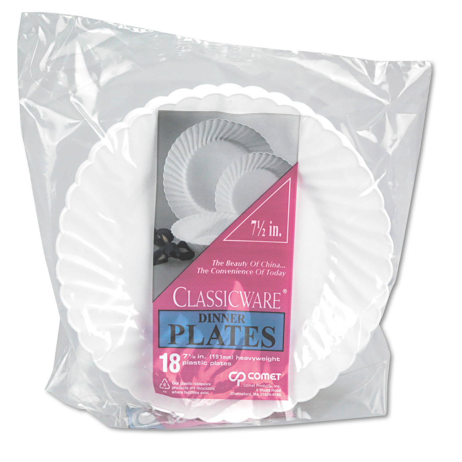 WNA WNACW75180W Classicware Plates, Plastic, 7.5" Dia, White, 180/carton