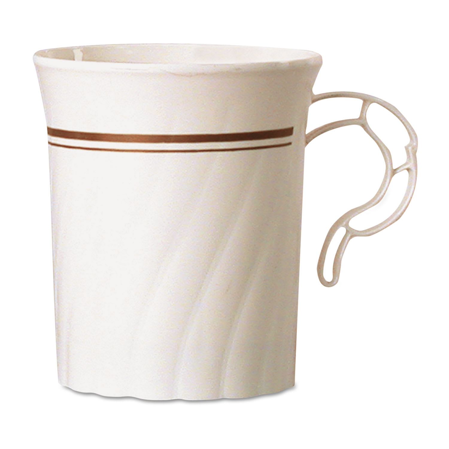 WNA WNACWM8192IPREM Masterpiece Plastic Mugs, 8 Oz, Ivory With Gold Print, 8/pack, 24 Pack/carton