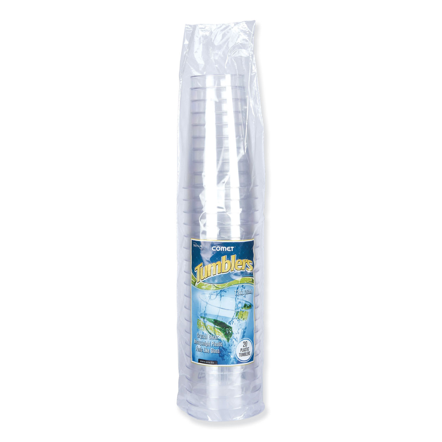 WNA WNAPGT12 Comet Plastic Tumblers, Tall, 12 oz, Clear, 500/Carton