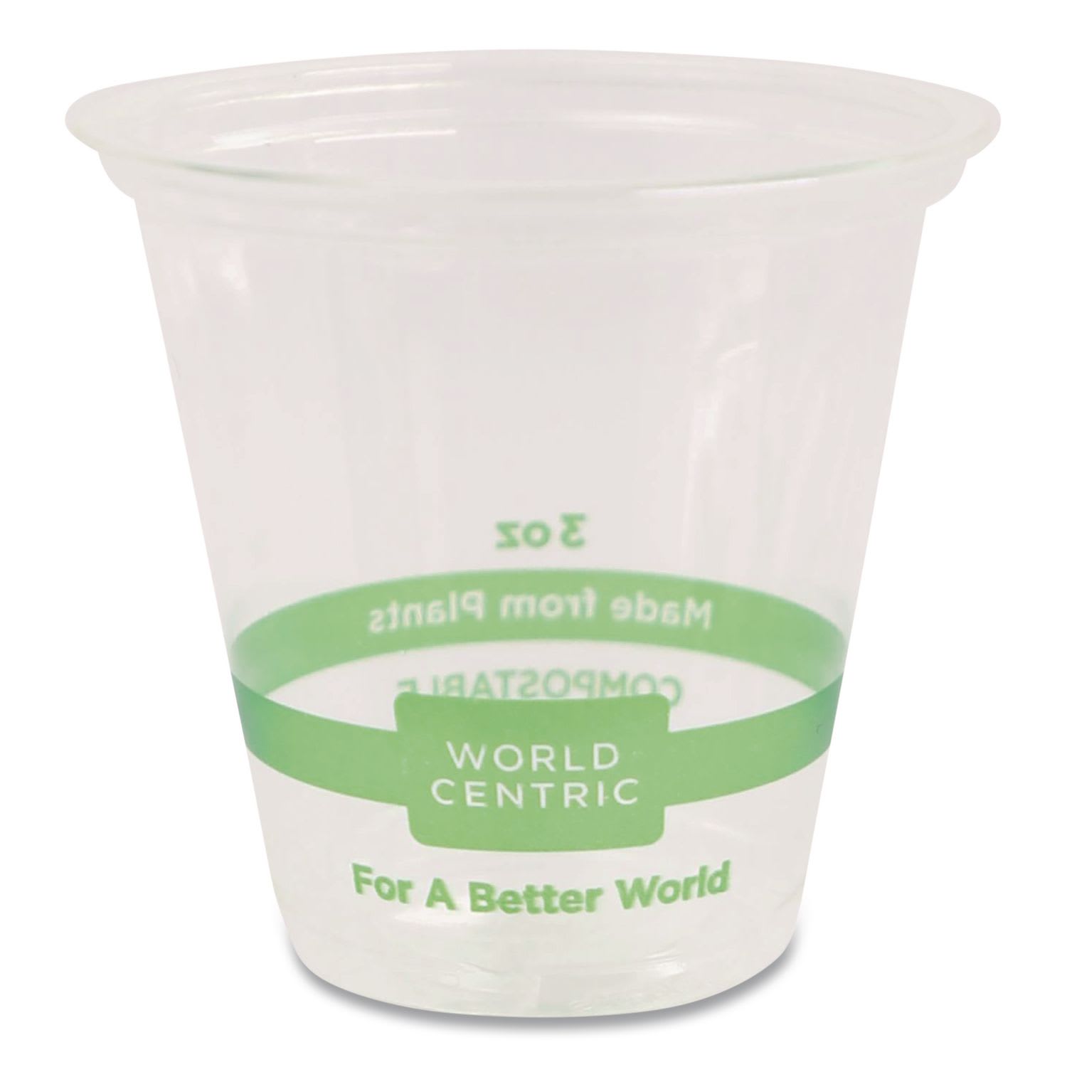 World Centric WORCPCS3 PLA Clear Portion Cups, 3 oz, Plastic, Clear, 2,500/Carton