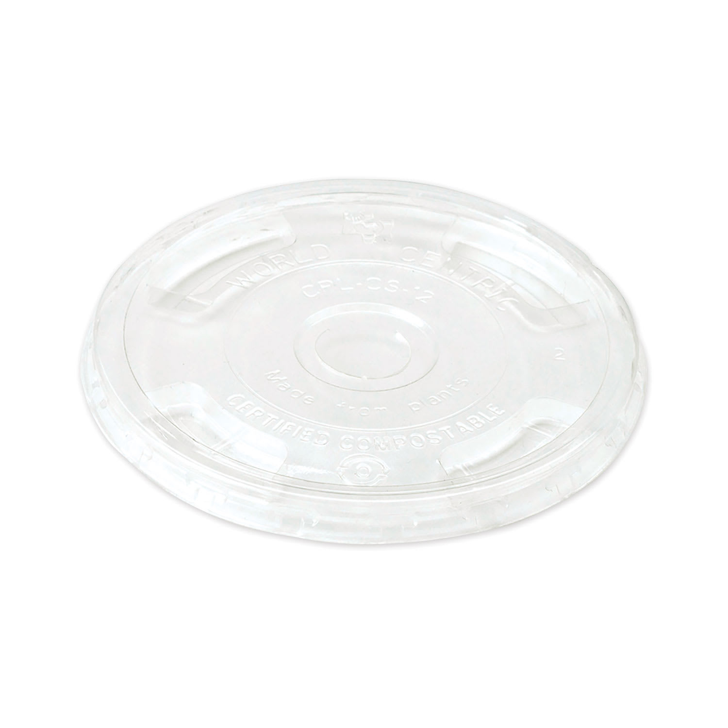 World Centric WORCPLCS12 PLA Clear Cold Cup Lids, Flat Lid, Fits 9 oz to 24 oz Cold Cups, Plastic, Clear, 1,000/Carton
