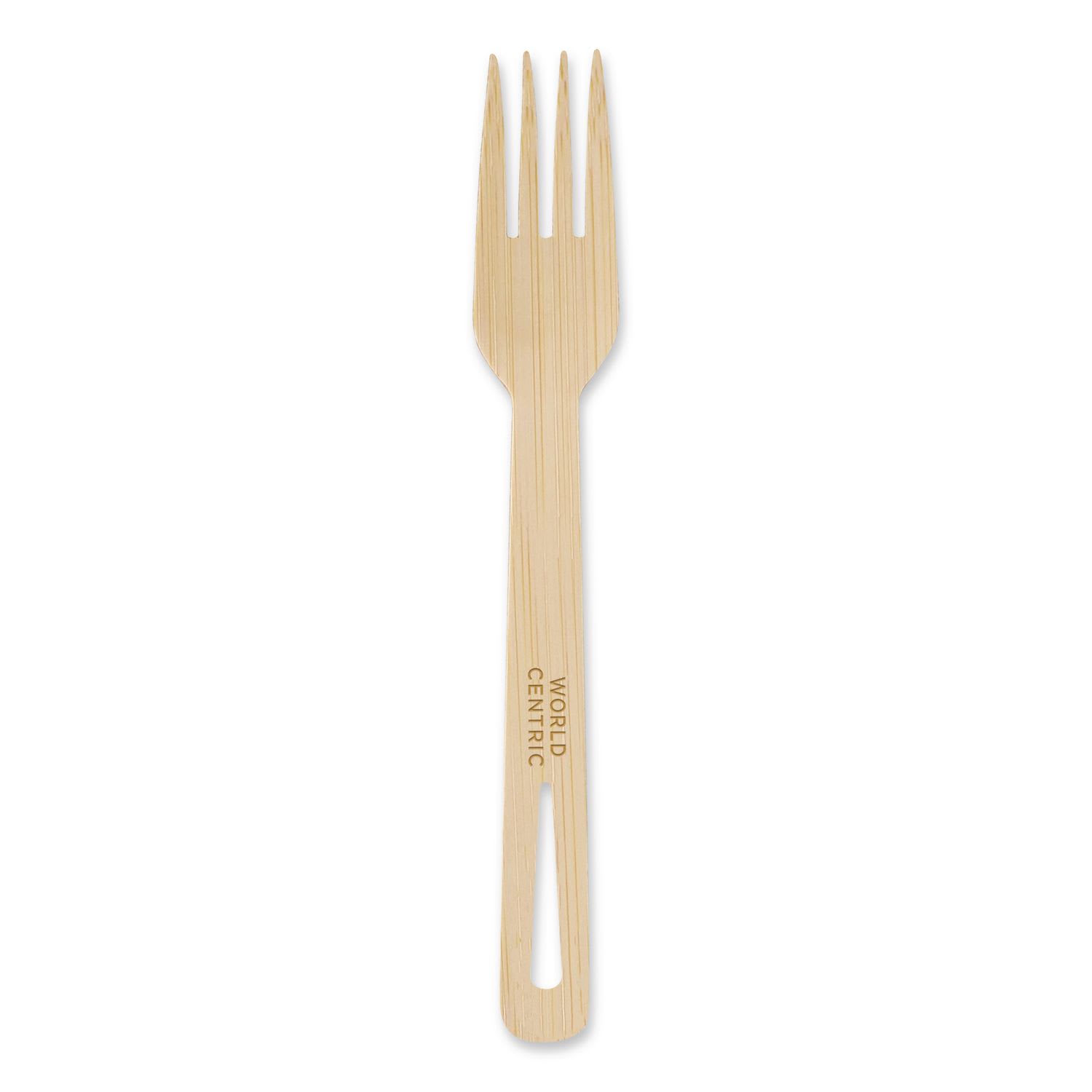 World Centric WORFOBB67 Bamboo Cutlery, Fork, Paper, Natural, 2,000/Carton