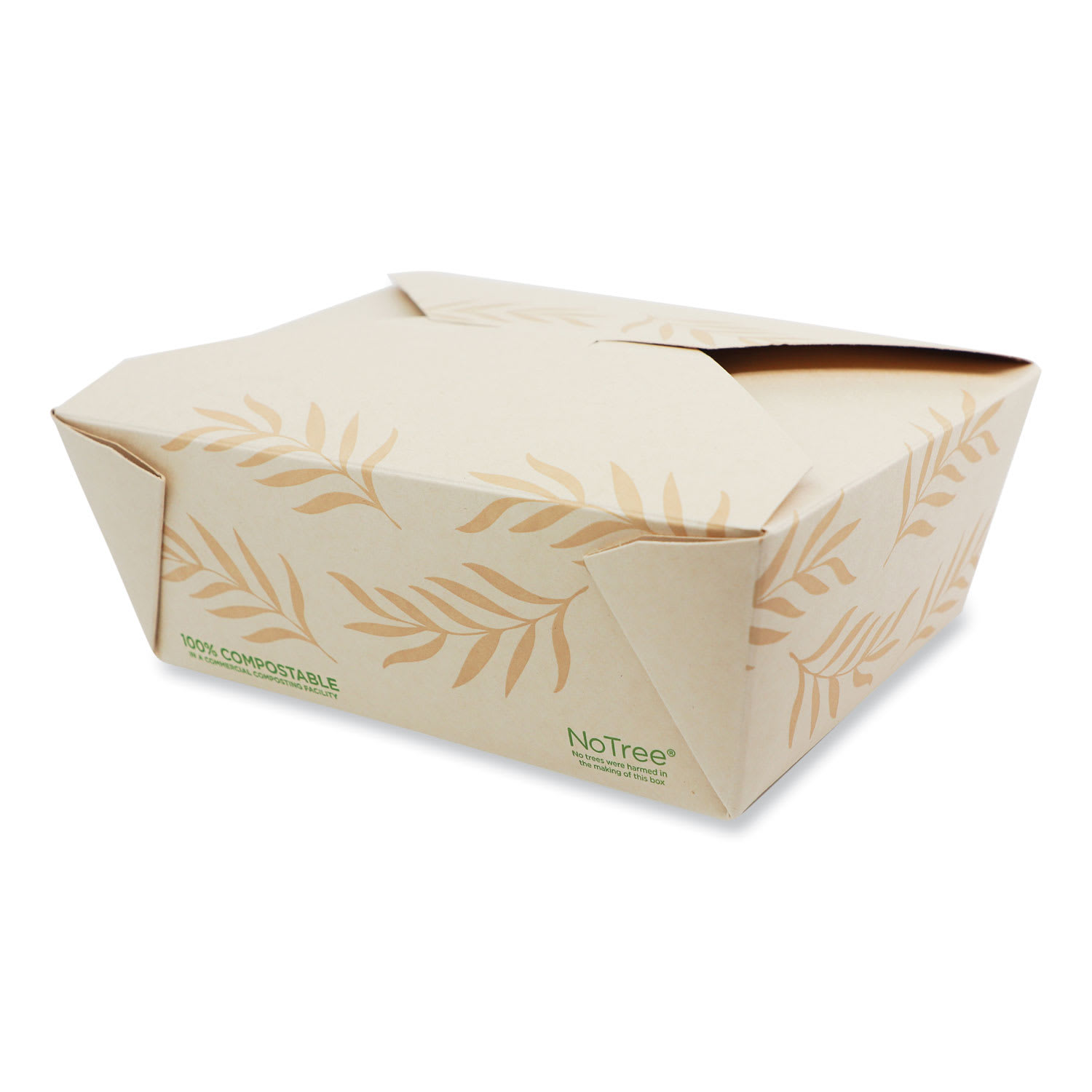 World Centric WORTONT8 No Tree Folded Takeout Containers, 46 oz, 5.5 x 6.9 x 2.5, Natural, Sugarcane, 300/Carton