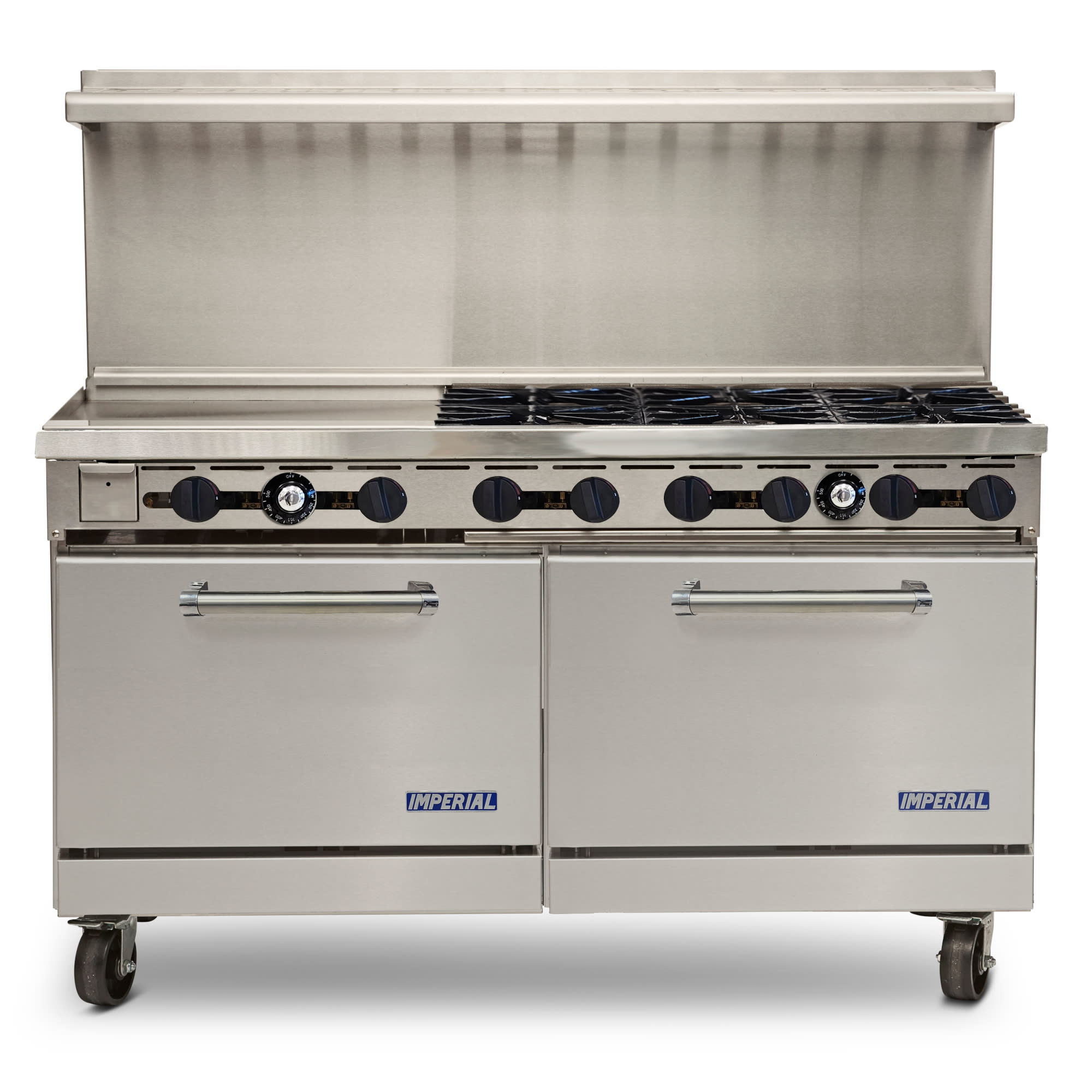 Imperial ER-6-G24 Elements 60" 6-Burner Natural Gas Range with 24" Griddle On Left and 2 Standard Ovens