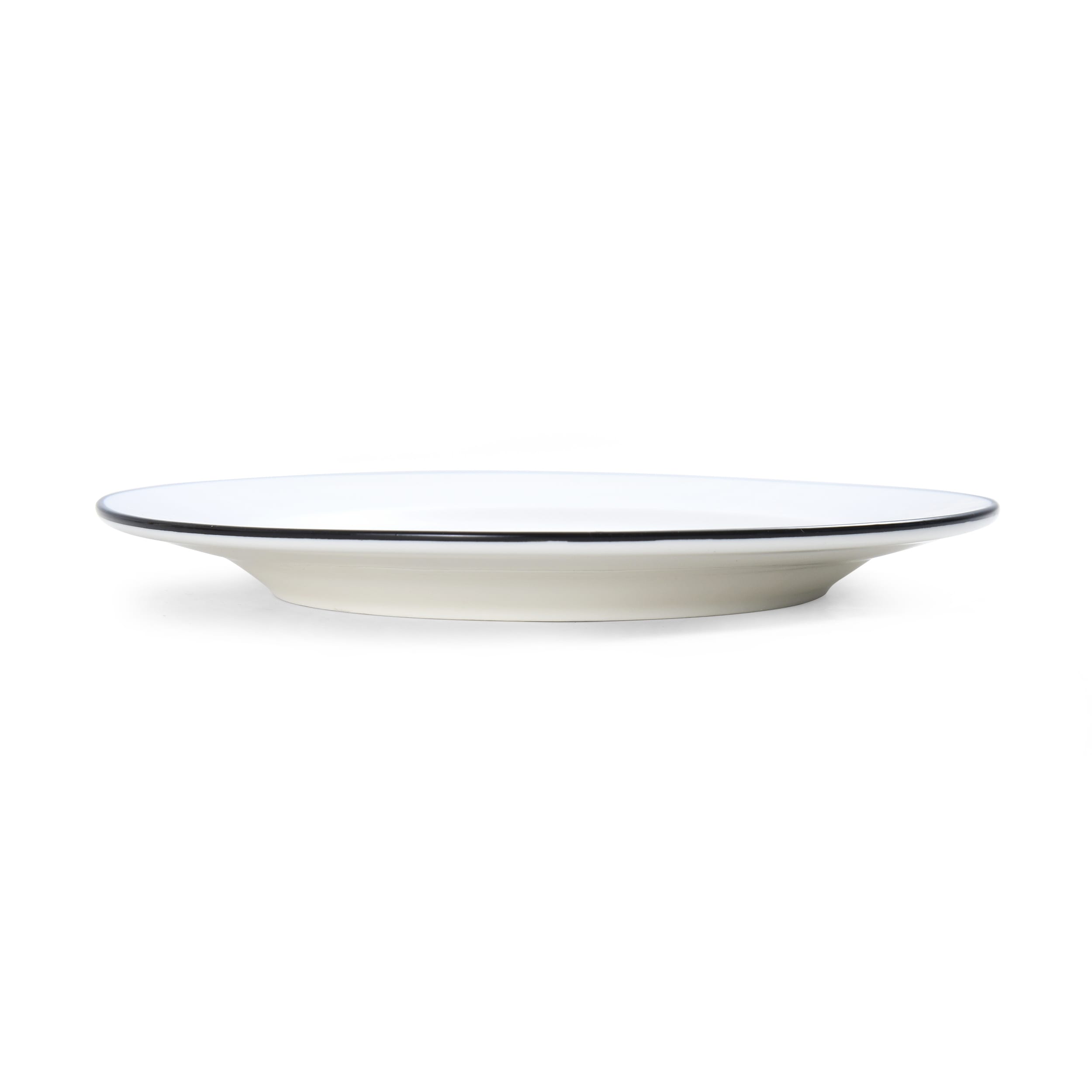 Outlet Mikasa 5260367 8" Round Bistro Plate Porcelain Black Pinstripe